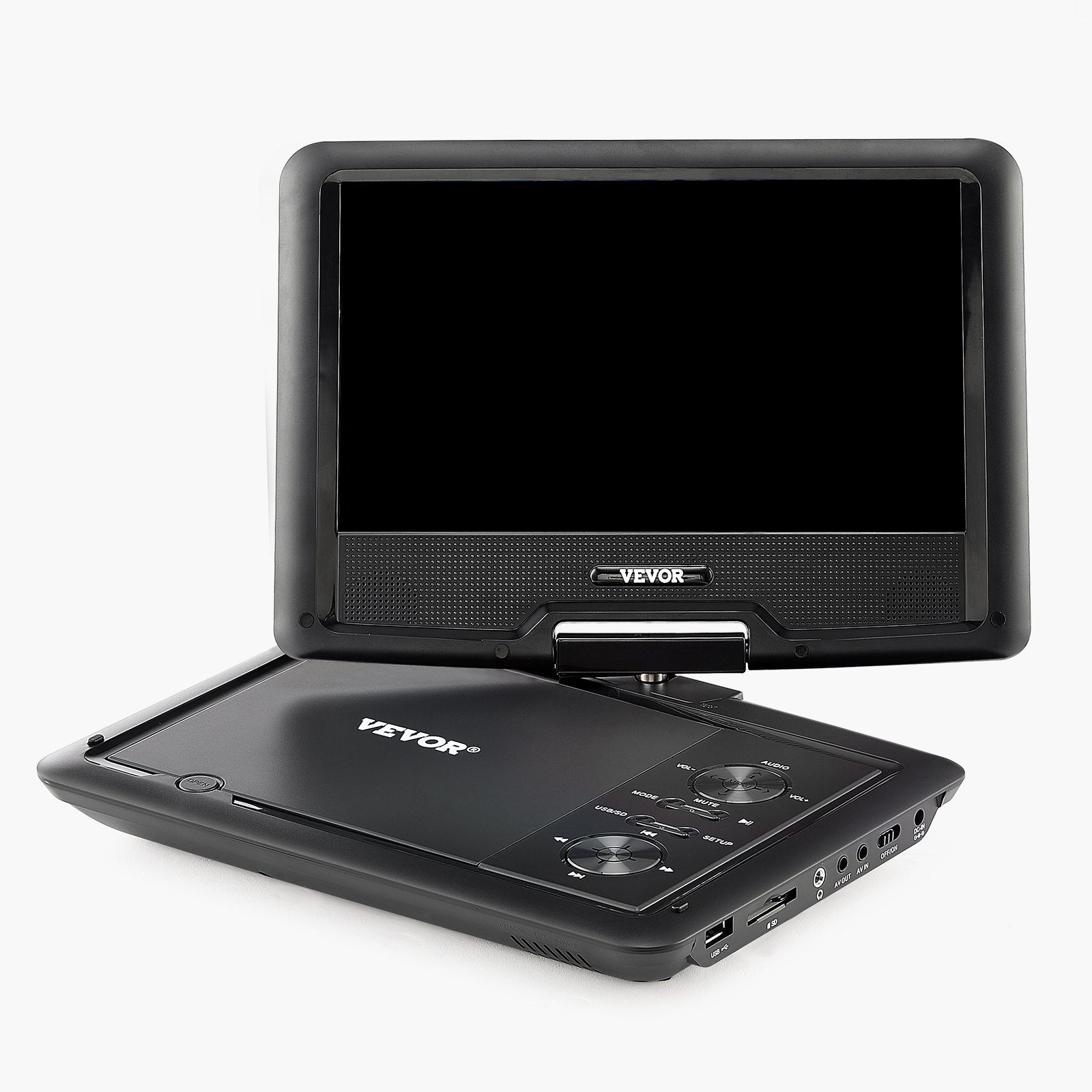 10.1" HD Portable DVD Player with Swivel Screen, 4-Hour Battery, Dual Speakers, TV/USB/SD/CD/DVD Sync, Car Charger, Remote & More