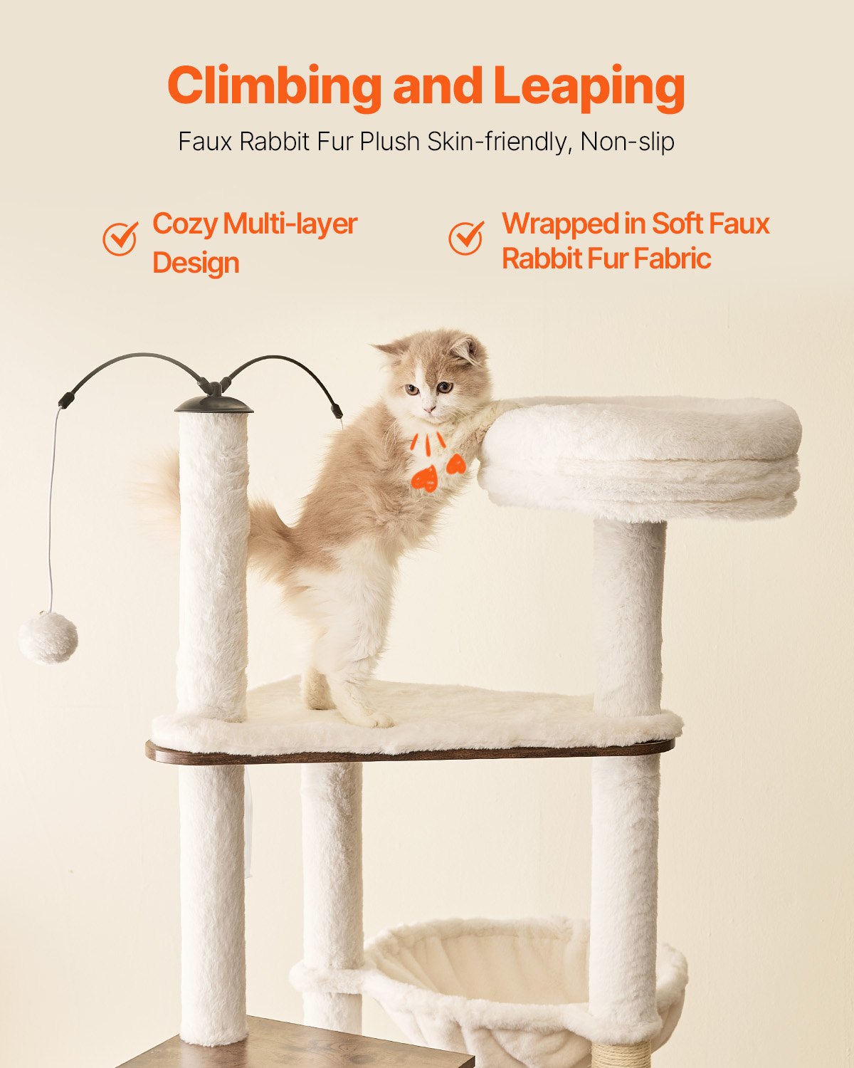 Spacious 55.12" Cat Tree with Litter Box Enclosure, Multi-Level Condo, Scratching Posts, Hammock, Perches, for Indoor Cats & Kittens
