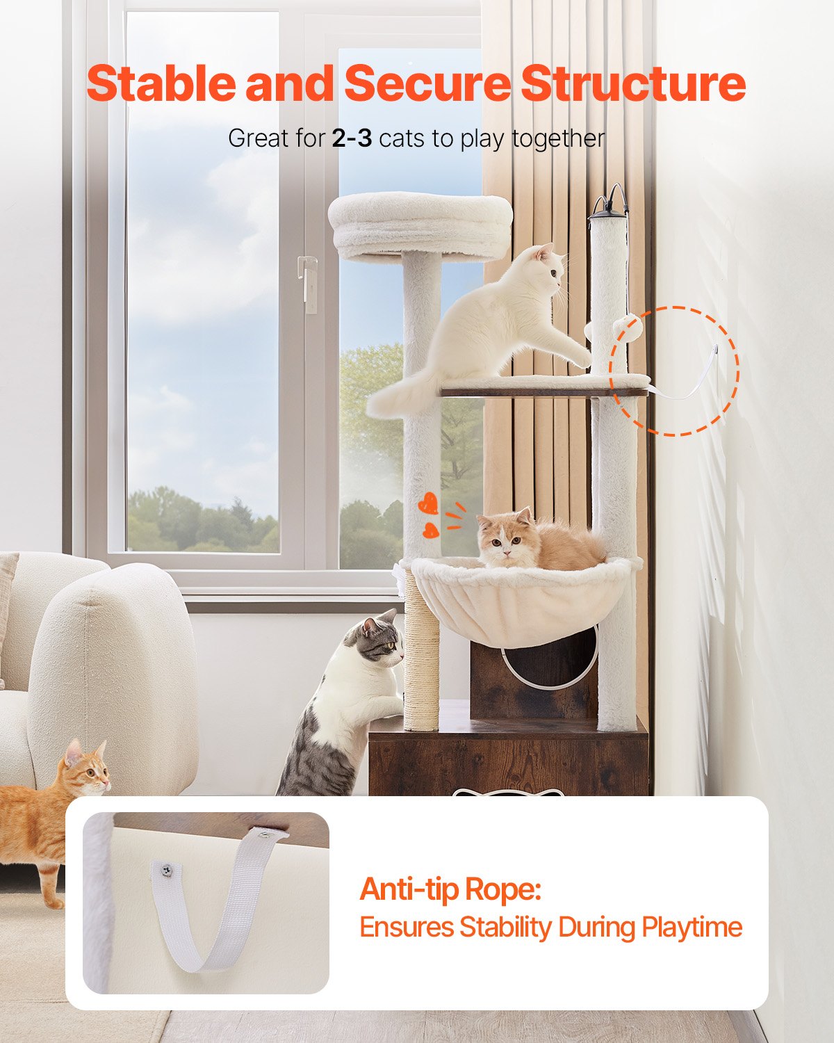 Spacious 55.12" Cat Tree with Litter Box Enclosure, Multi-Level Condo, Scratching Posts, Hammock, Perches, for Indoor Cats & Kittens