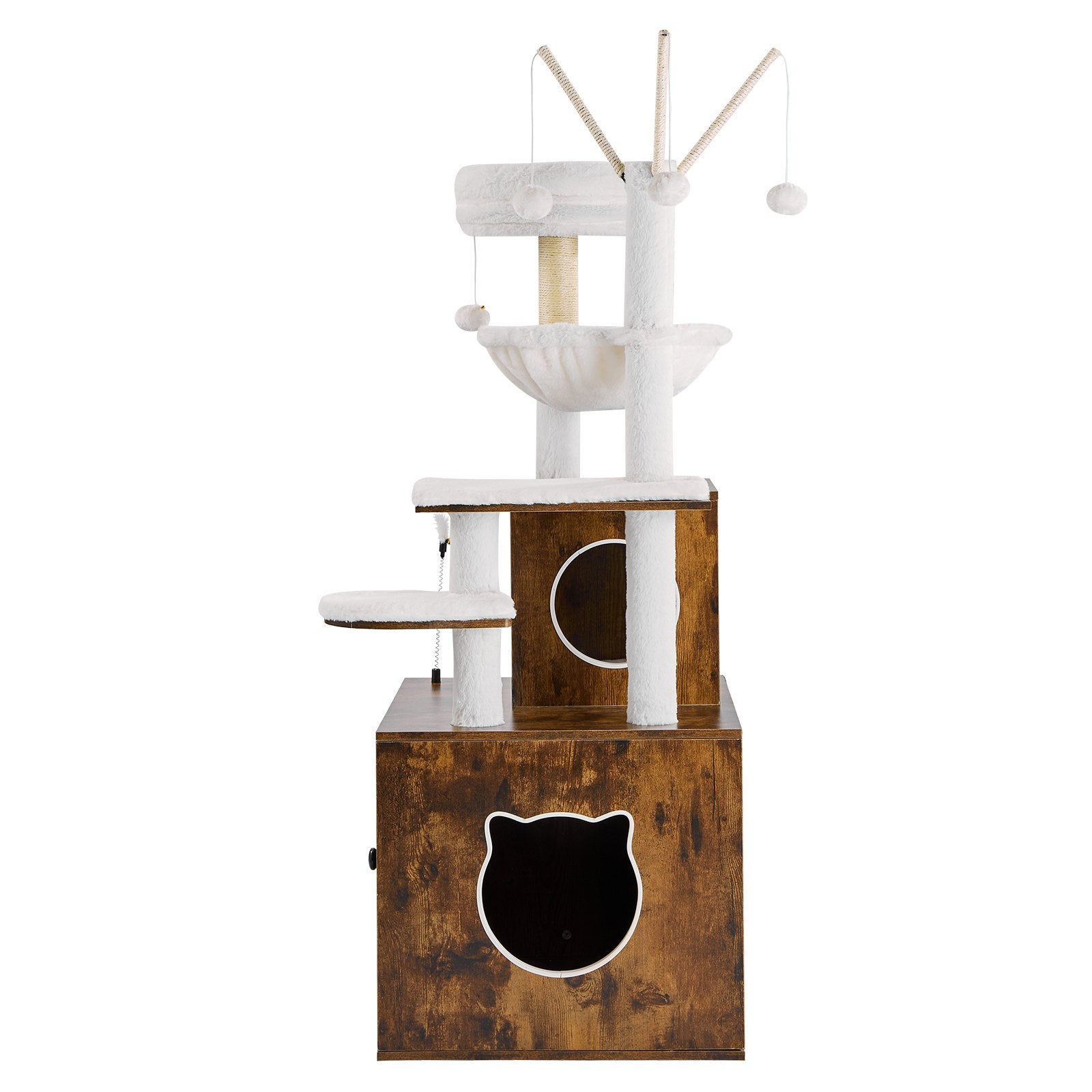 Spacious 54" Cat Tree Tower with Litter Box, Multi-Level Condo, Scratch Posts, Hammock & Perches for Indoor Cats and Big Kittens