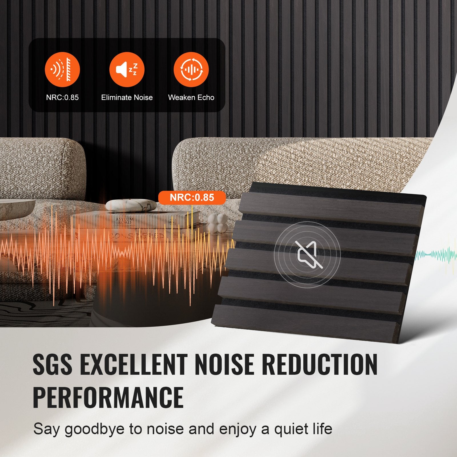 Elegant Black Oak Acoustic Wall Panels - Modern MDF Wood Slats for Noise Reduction, Stylish Interior Decor, Easy Installation, 7.9x94.5 inches