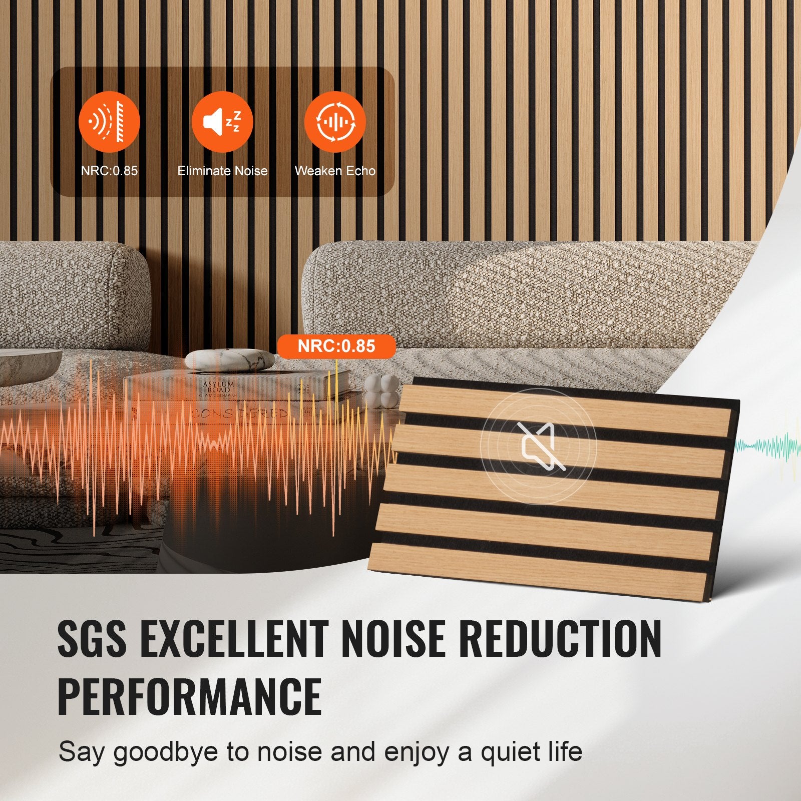 Elegant Light Oak Wood Slat Acoustic Panels, 7.9 x 94.5 inch - Modern MDF Wall Decor for Noise Reduction and Stylish Interior Design