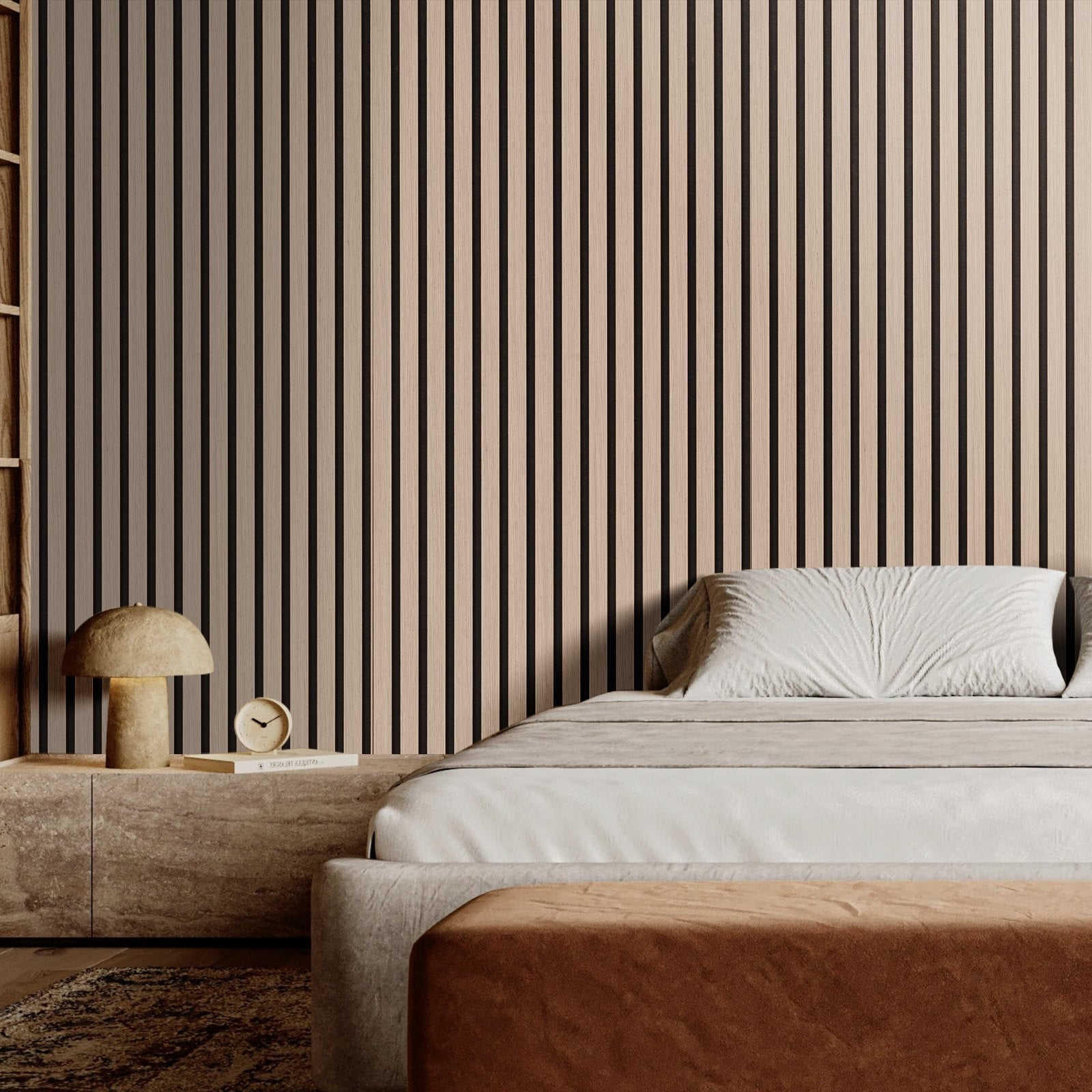 Silver Wood Acoustic Wall Panels - Modern MDF Faux Wood Slat Boards for Noise Reduction, Stylish Interior Decor, 7.9" x 94.5"