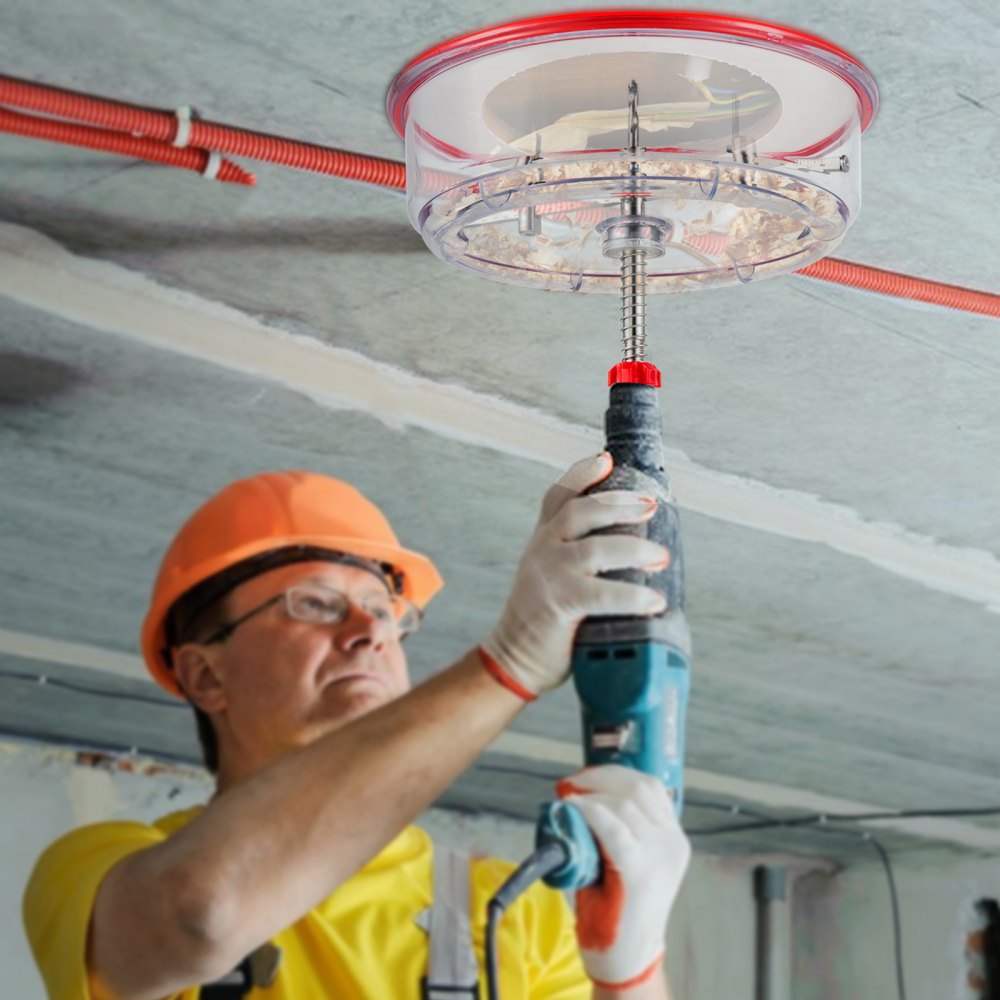 Versatile Adjustable Hole Saw Kit for Recessed Lights and Ceiling Speakers with Dust Shield and Extra Drill Bits, 1-5/8" to 11-13/16"