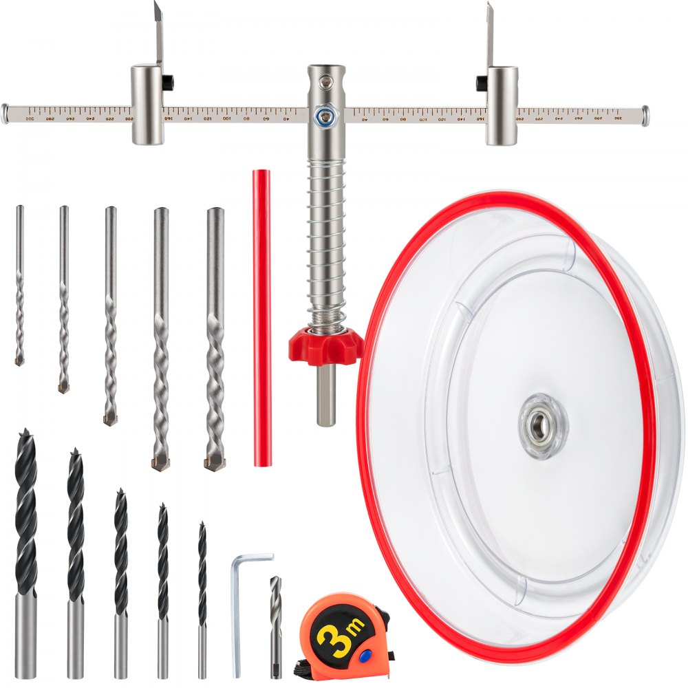 Versatile Adjustable Hole Saw Kit for Recessed Lights and Ceiling Speakers with Dust Shield and Extra Drill Bits, 1-5/8" to 11-13/16"