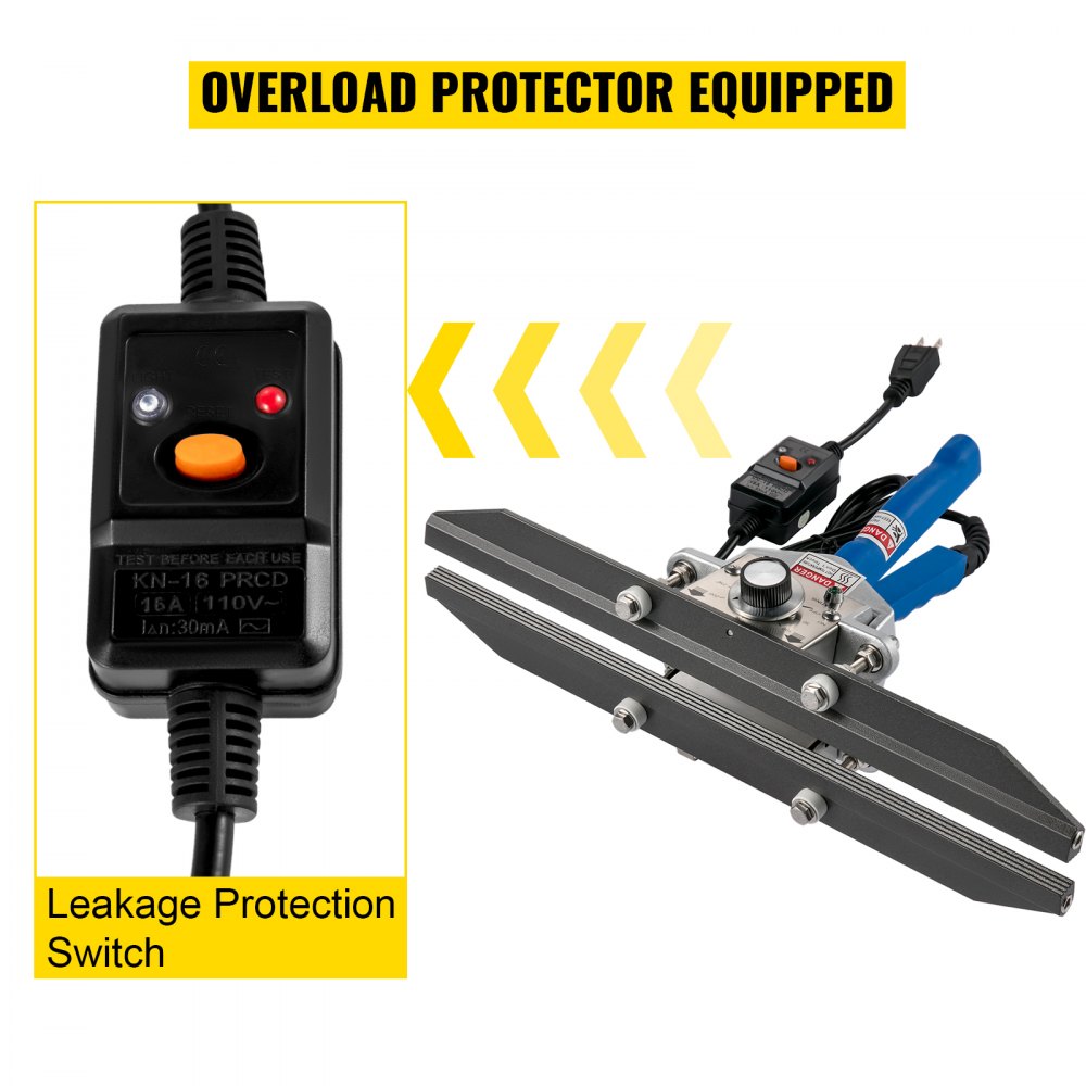 Portable 16" Heat Crimp Sealer with Adjustable Temperature for Various Bag Types, 500W/110V Power