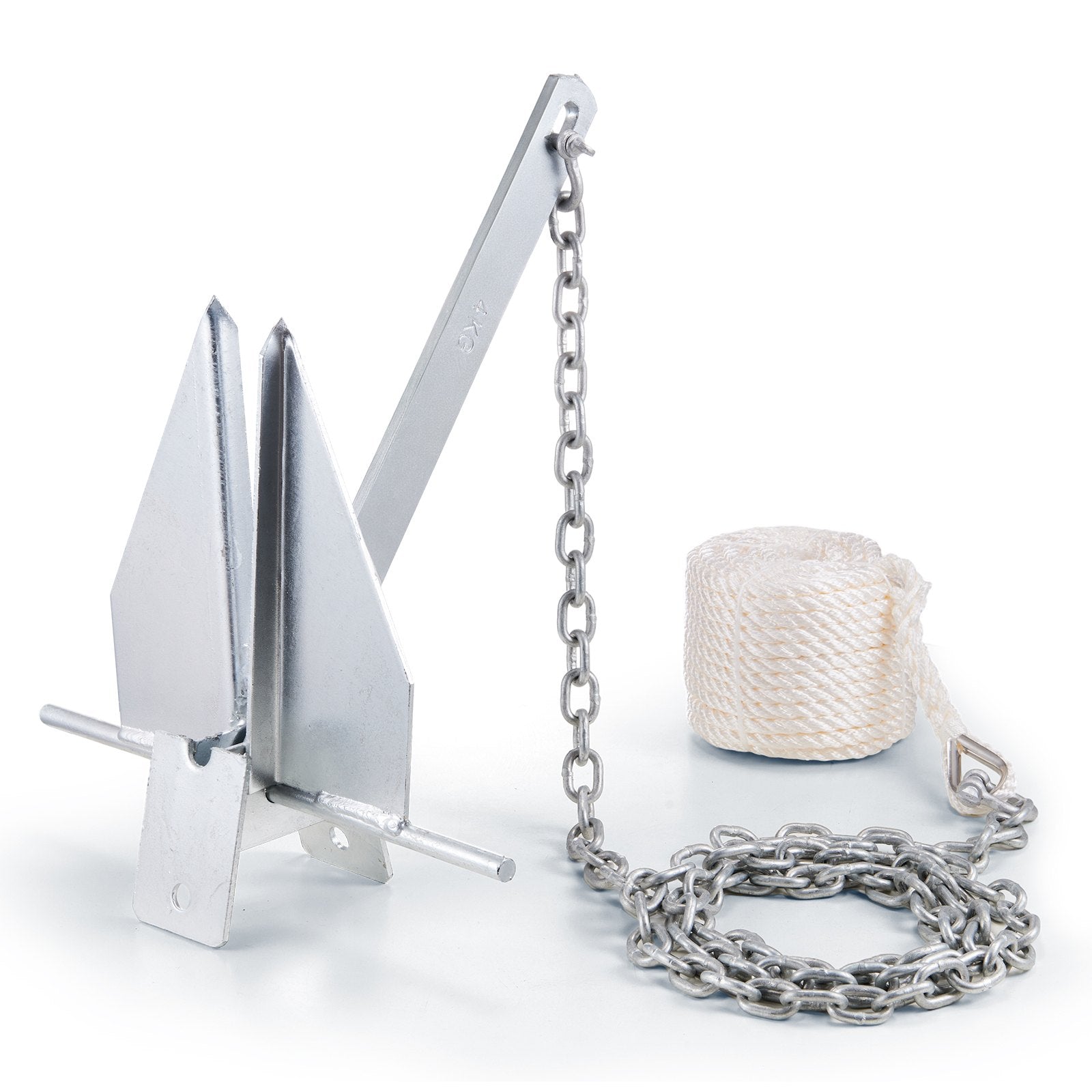 Durable 8.5 LBS Marine Anchor Kit with Galvanized Steel, 7.9' Chain, 75' Rope, for Boats Under 18', Perfect for Seas, Rivers, Shores