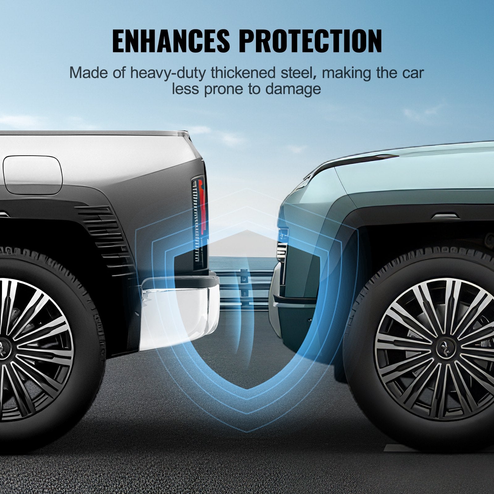 Sturdy Chrome Steel Rear Step Bumper for 2007-2013 Toyota Tundra with License Plate Light, Durable Impact Resistant Design, Easy Install, 76.8"x11.6"x10.8"