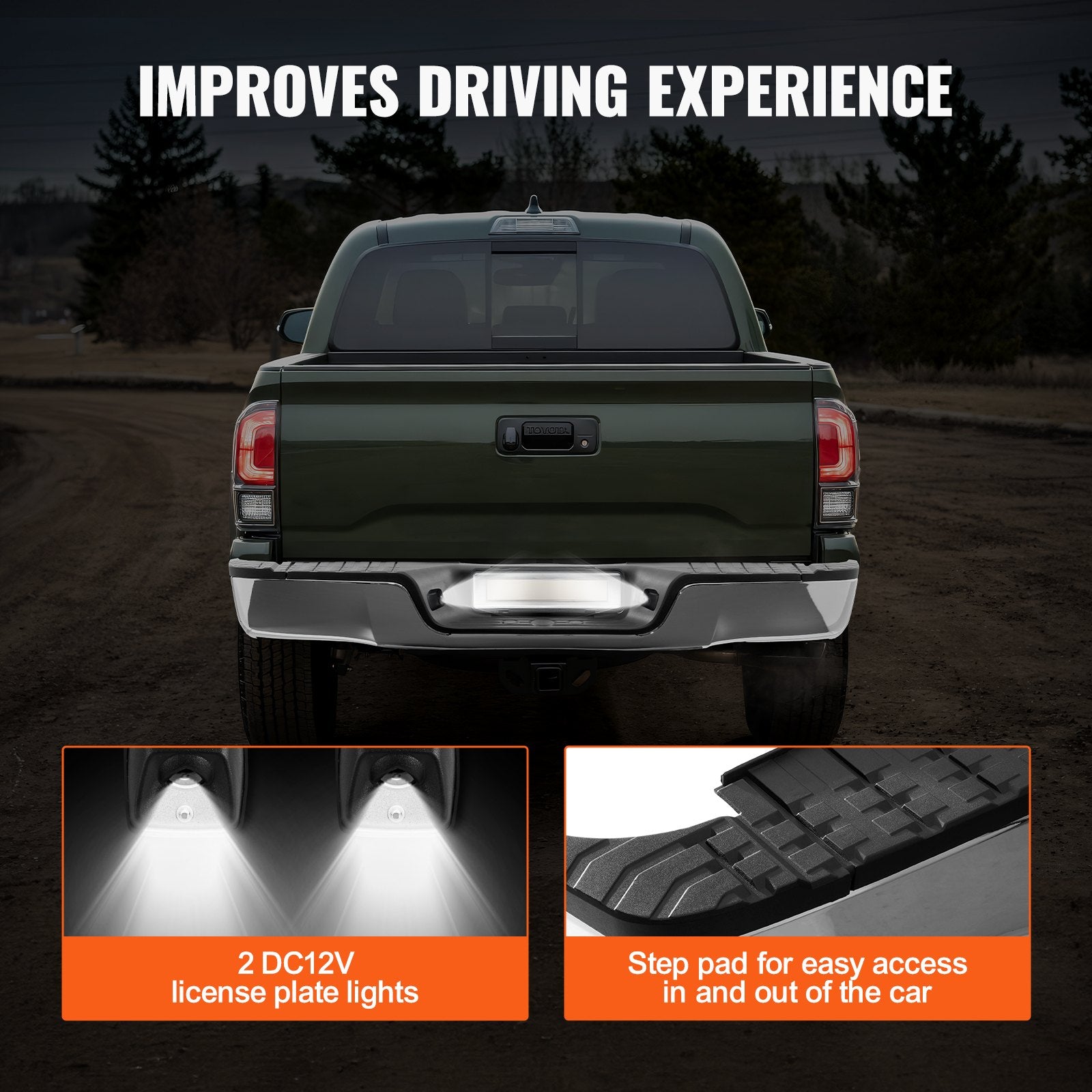 Sturdy Chrome Steel Rear Step Bumper for 2007-2013 Toyota Tundra with License Plate Light, Durable Impact Resistant Design, Easy Install, 76.8"x11.6"x10.8"