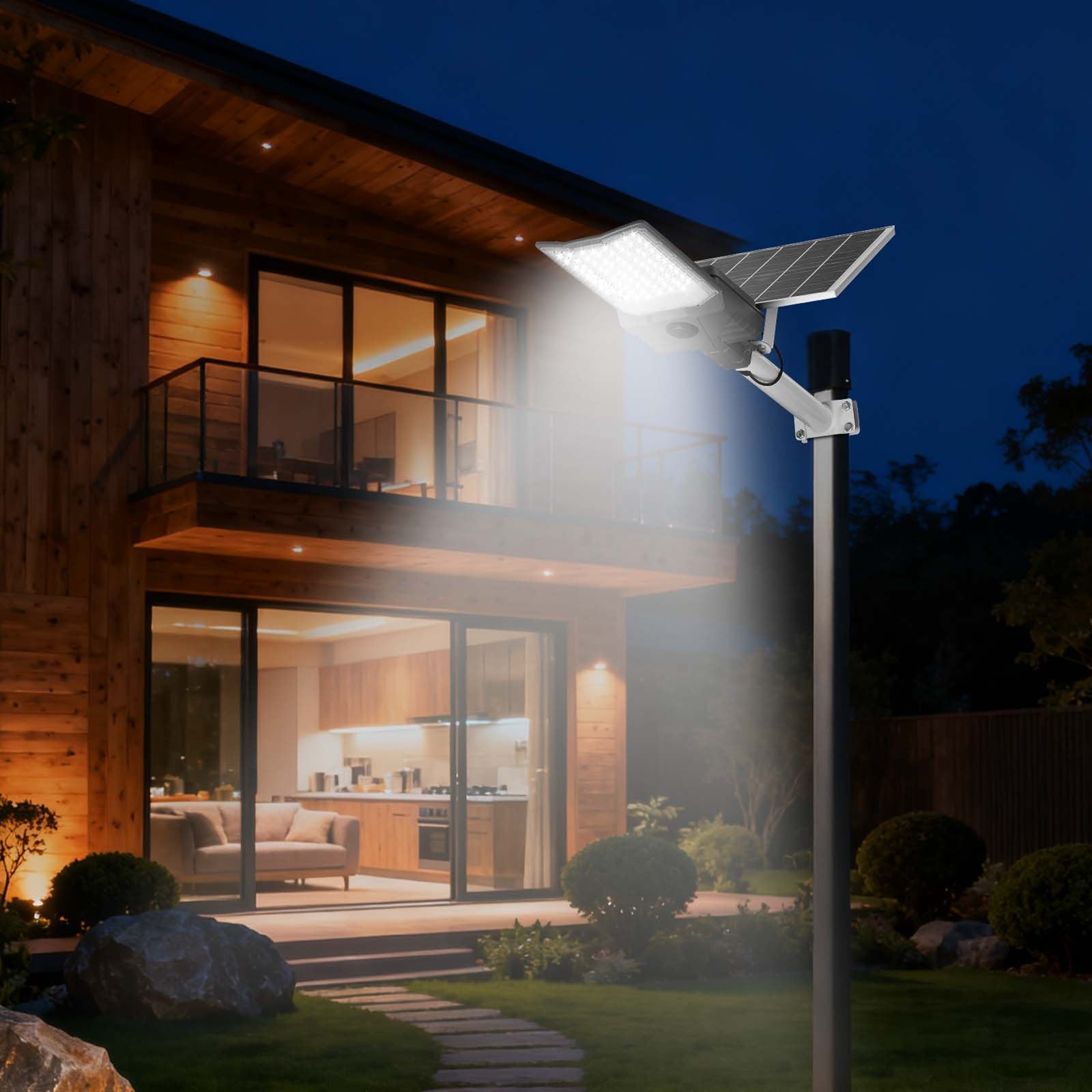 High-Powered 12000W Solar Street Light with RF Remote - 900000LM LED Flood Lamp, IP65 Waterproof for Parking Lot, Driveway, Yard Security