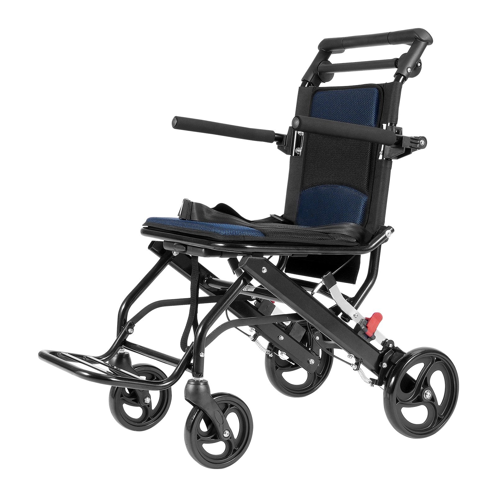 Ultra-Lightweight Aluminum Transport Wheelchair for Adults - Foldable, Secure Brakes, Comfortable 15.75-Inch Seat, 220 lbs Capacity