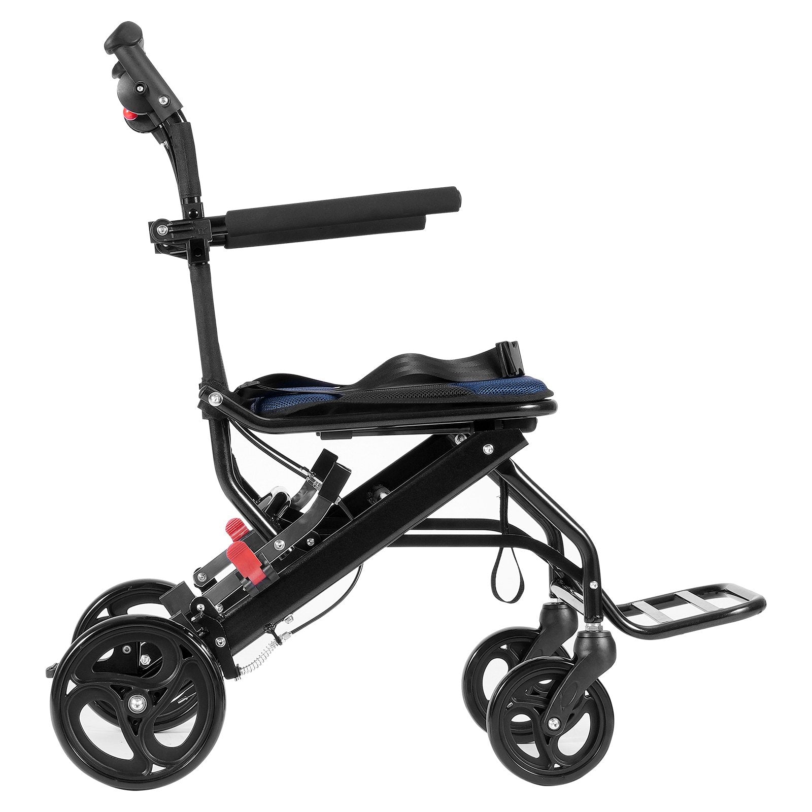 Ultra-Lightweight Aluminum Transport Wheelchair for Adults - Foldable, Secure Brakes, Comfortable 15.75-Inch Seat, 220 lbs Capacity