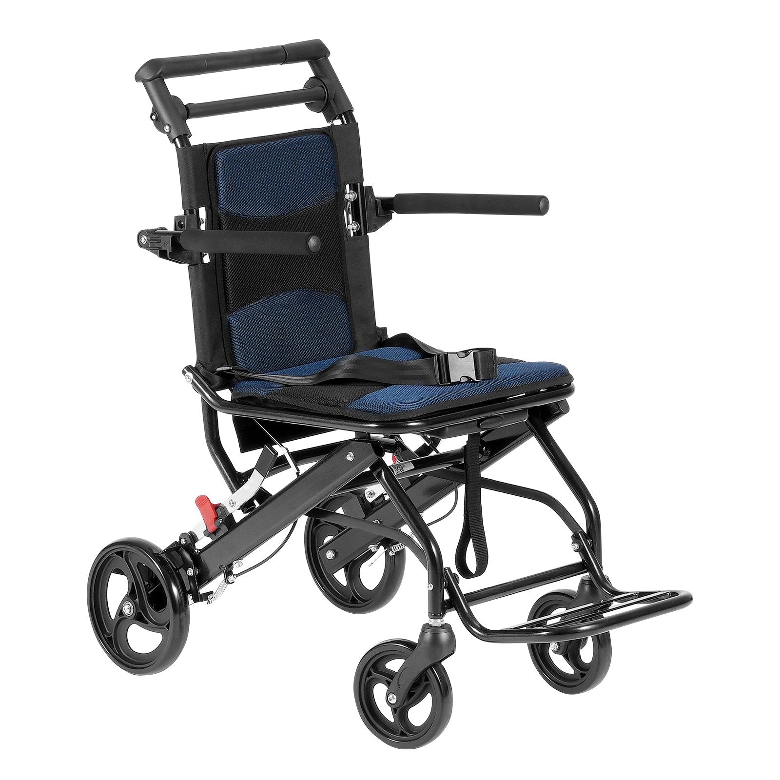 Ultra-Lightweight Aluminum Transport Wheelchair for Adults - Foldable, Secure Brakes, Comfortable 15.75-Inch Seat, 220 lbs Capacity