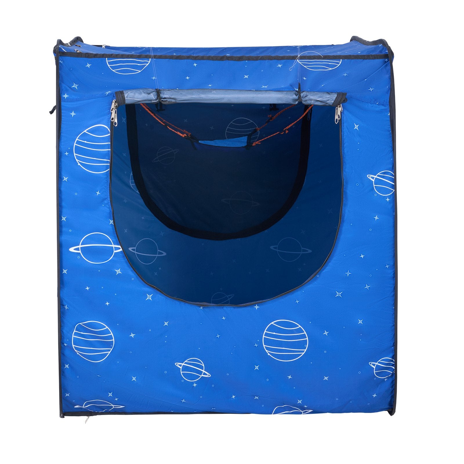 Full Size Bed Tent Canopy with Pongee Fabric, 4 Doors, Light Block, Privacy Shelter for Kids Playhouse and Adults Sleeping, Easy Setup