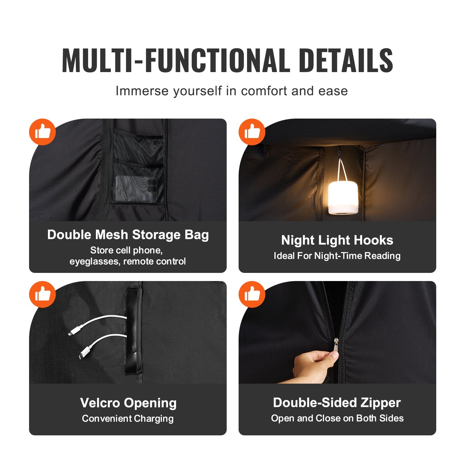 Cozy Blackout Bed Canopy Tent with Pongee Fabric and 3 Doors for Kids and Adults - Breathable Privacy Playhouse and Sleeping Solution