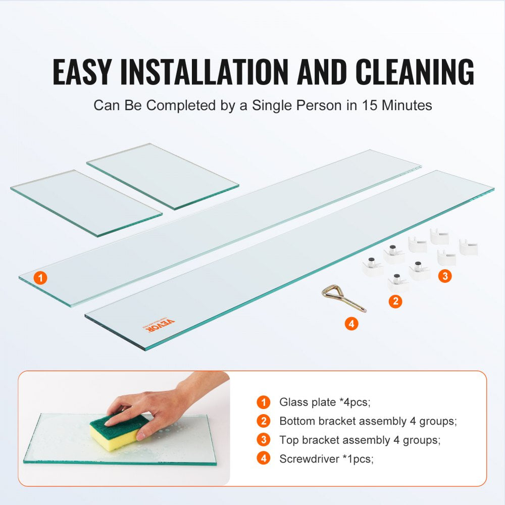 Oblong Tempered Glass Wind Guard for Outdoor Fire Pits and Tables, 38"x10.5"x6" Flame Shield with Sturdy Feet for Gas or Propane Use