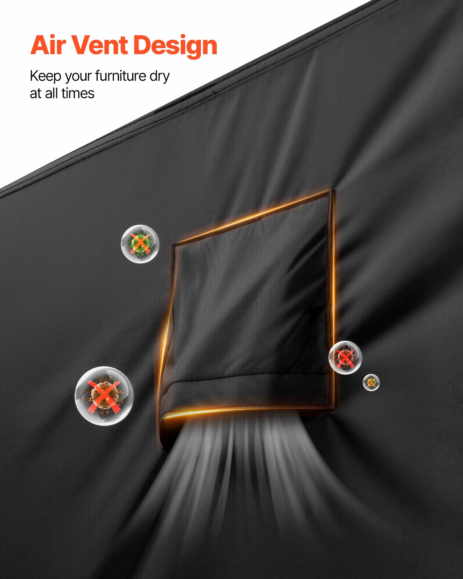 Premium 420D Heavy Duty Waterproof Patio Furniture Cover, Large Rectangular Outdoor Dining Table Protector with Air Vents, Universal Fit for All Weather, 110 x 84 x 28 Inches, Black