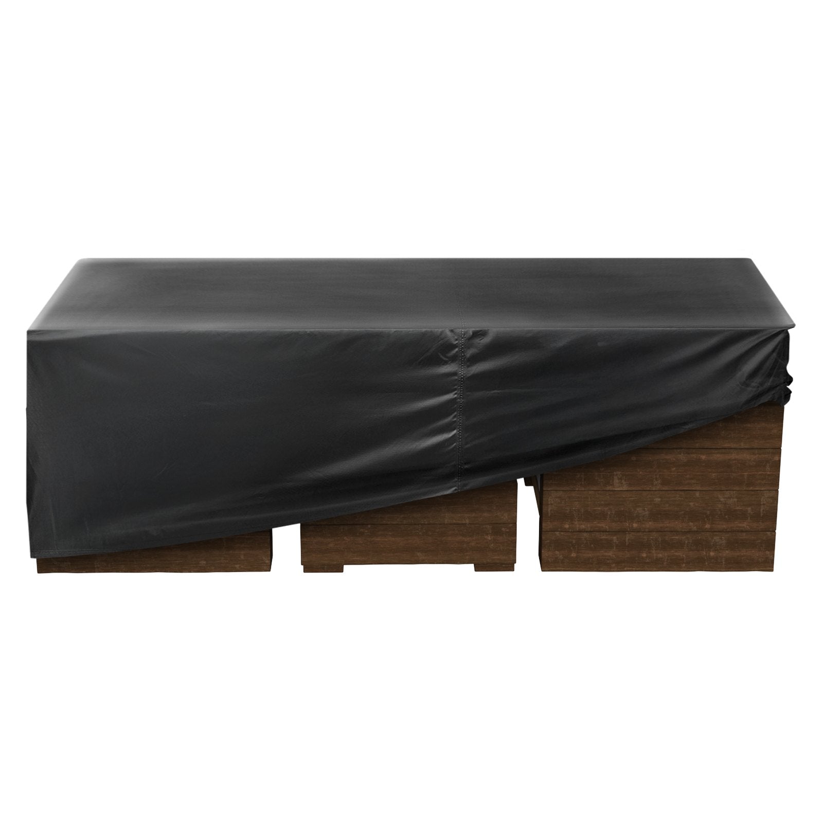 Durable 420D Waterproof Patio Furniture Cover for Large Rectangular Dining Table & Chairs, All-Weather Protection with Air Vents, 126x63x28 inch, Black