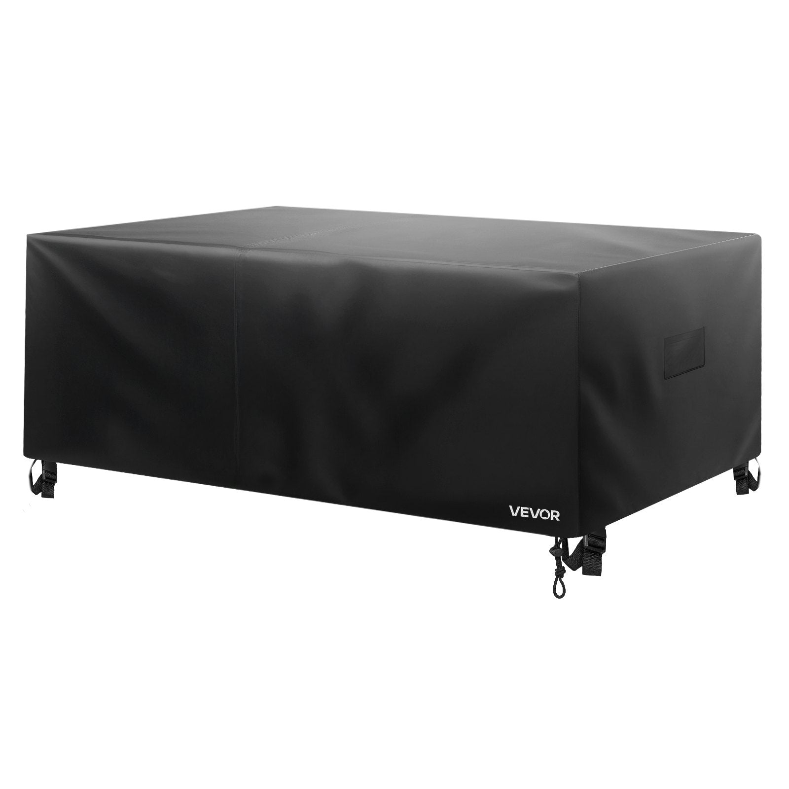 Durable 420D Waterproof Patio Furniture Cover for Large Rectangular Dining Table & Chairs, All-Weather Protection with Air Vents, 126x63x28 inch, Black