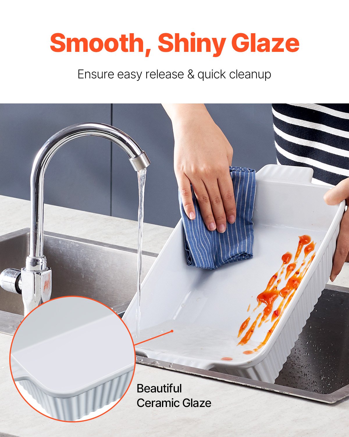 Large Ceramic Baking Dish with Double Handles for Oven - 9" x 13" Rectangular Pan Ideal for Lasagna, Casserole, and Holiday Serving