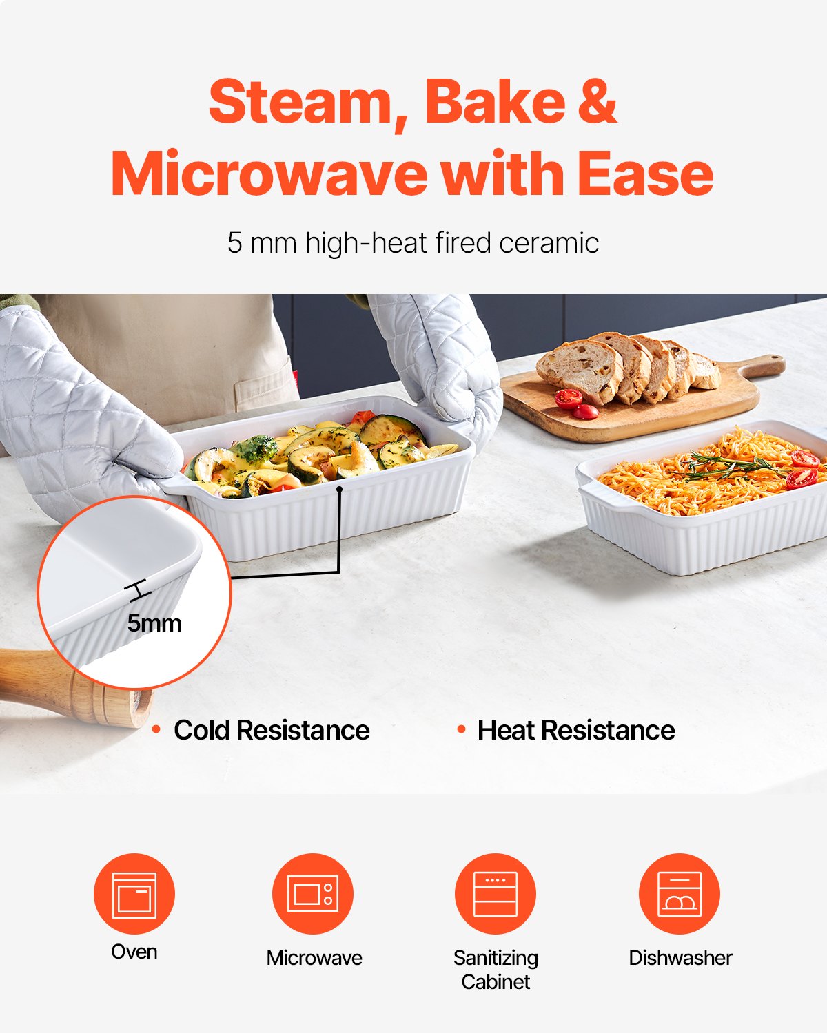 Elegant White Ceramic Bakeware Set - 7"x11" Casserole Dishes with Handles, Perfect for Lasagna, Oven Safe, Ideal Holiday Gift