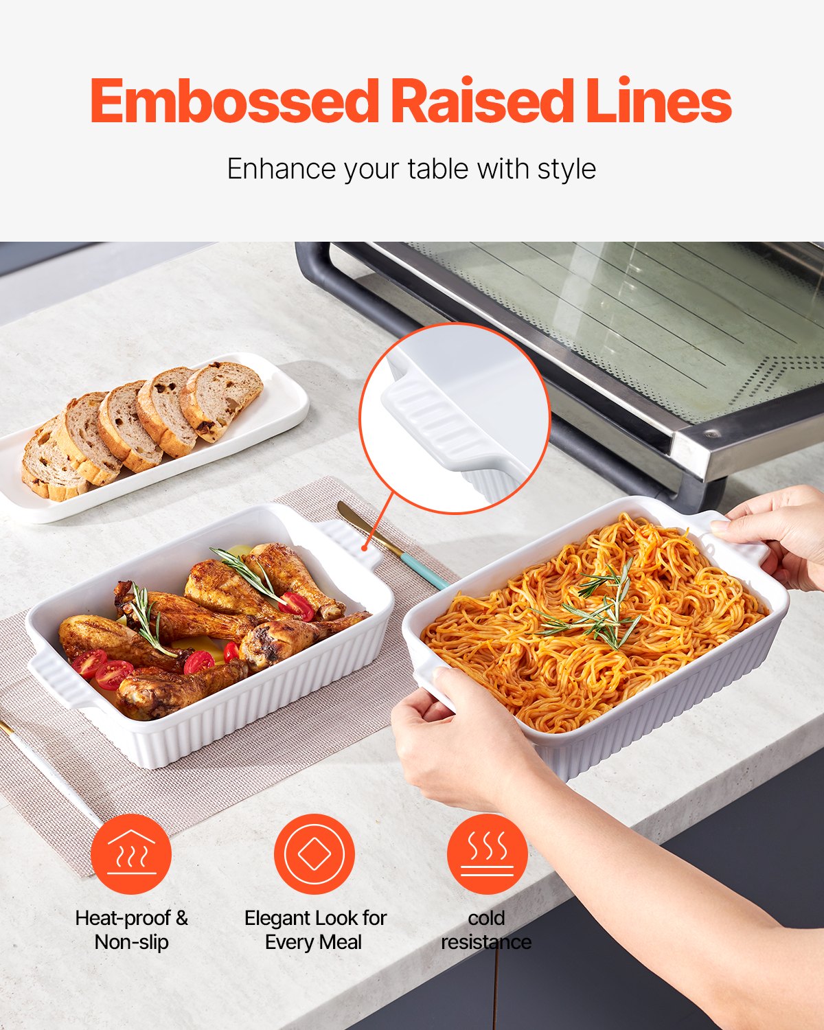 Elegant White Ceramic Bakeware Set - 7"x11" Casserole Dishes with Handles, Perfect for Lasagna, Oven Safe, Ideal Holiday Gift