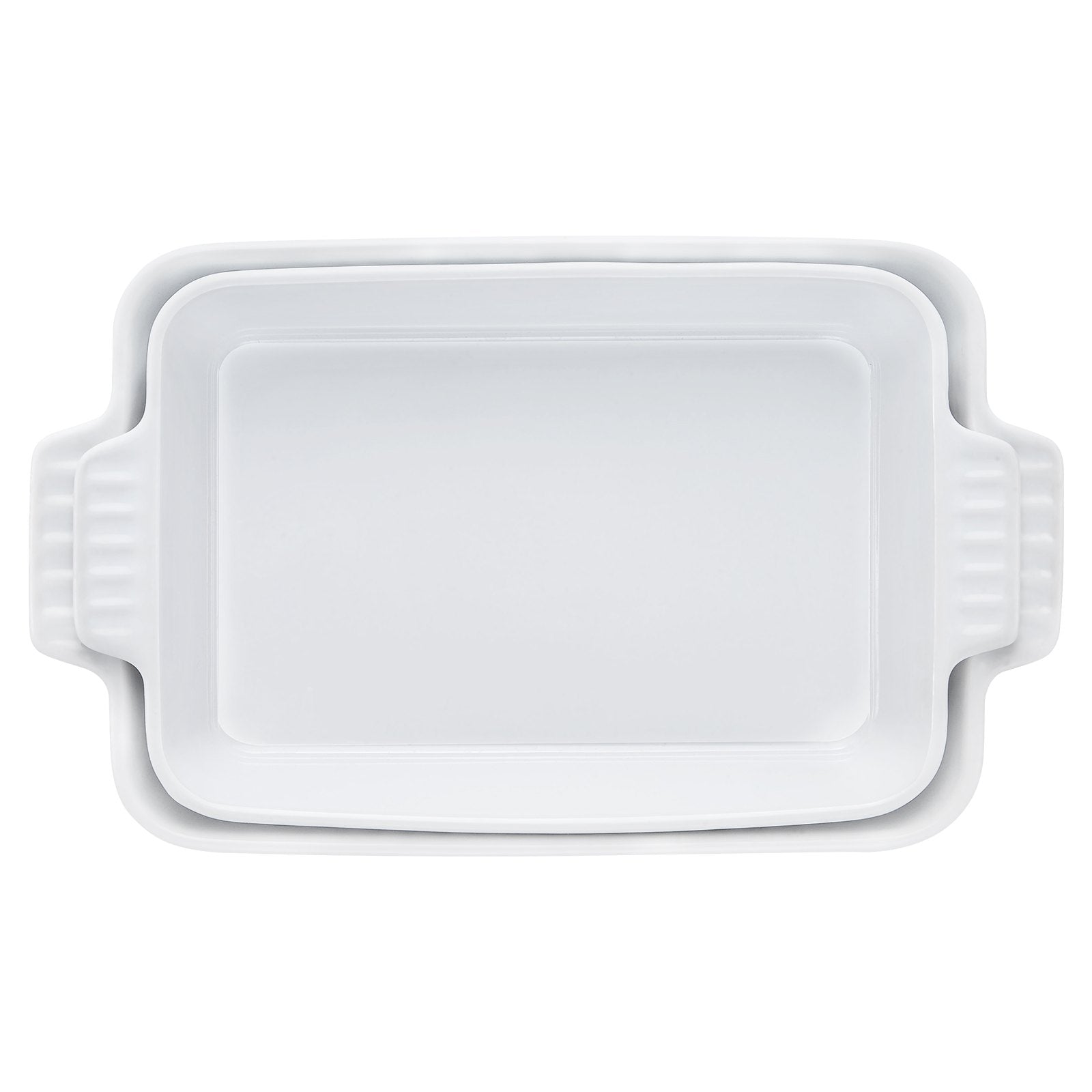 Elegant White Ceramic Bakeware Set - 7"x11" Casserole Dishes with Handles, Perfect for Lasagna, Oven Safe, Ideal Holiday Gift