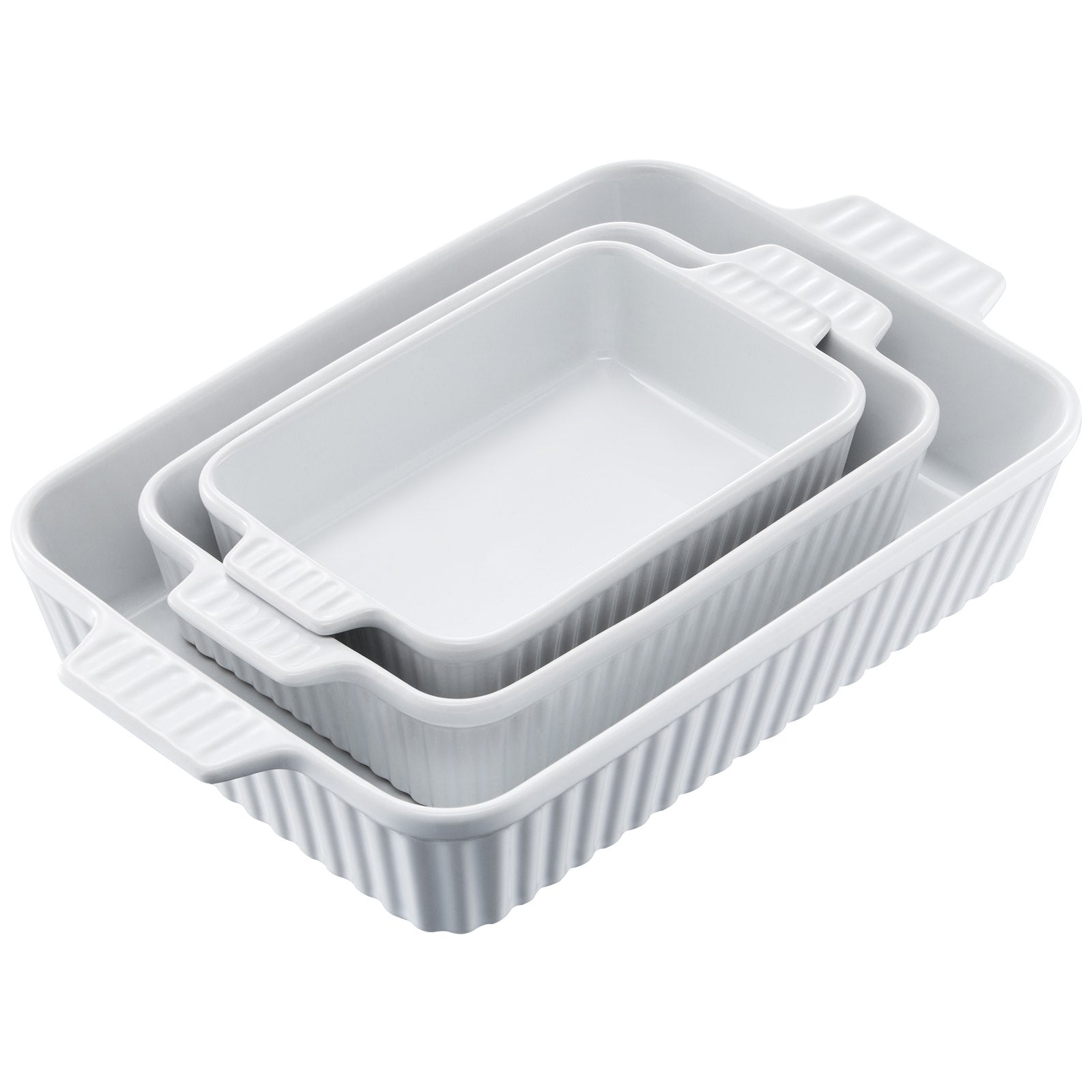Elegant Ceramic Bakeware Set of 3, 9"x13" Casserole Dishes with Handles, Oven Safe Lasagna Pans, Perfect for Holiday Cooking & Gifting