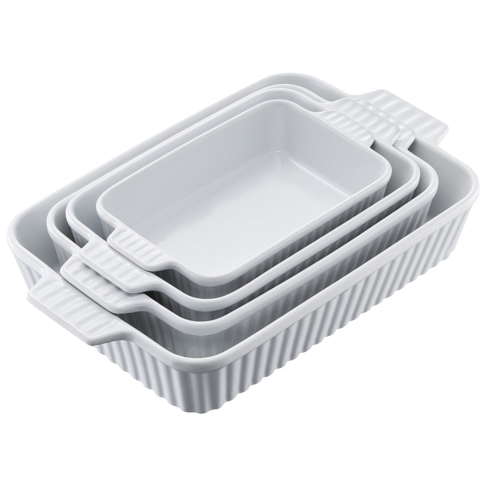 Elegant 4-Piece Ceramic Bakeware Set, 9"x13" Casserole Dishes with Handles, Oven Safe Lasagna Pans for Cooking, Perfect Gift for Holidays