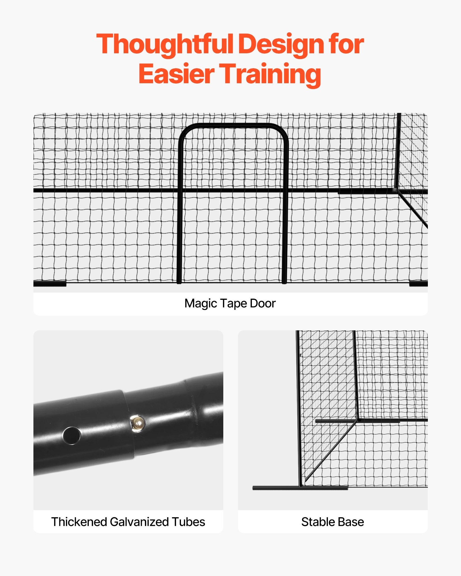 Freestanding Portable Baseball Batting Cage, 39.4 x 12.1 x 10.2 FT, Durable HDPE Netting, Indoor Outdoor Practice, Easy Setup, Multi-Sport Training
