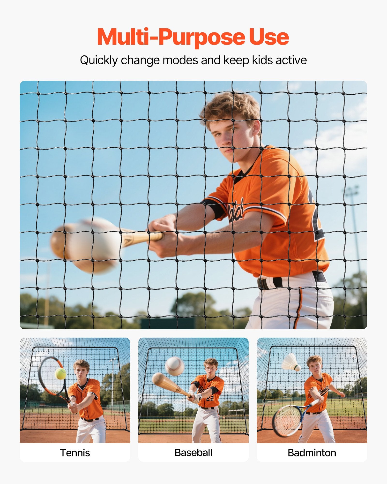 Freestanding Portable Baseball Batting Cage, 39.4 x 12.1 x 10.2 FT, Durable HDPE Netting, Indoor Outdoor Practice, Easy Setup, Multi-Sport Training