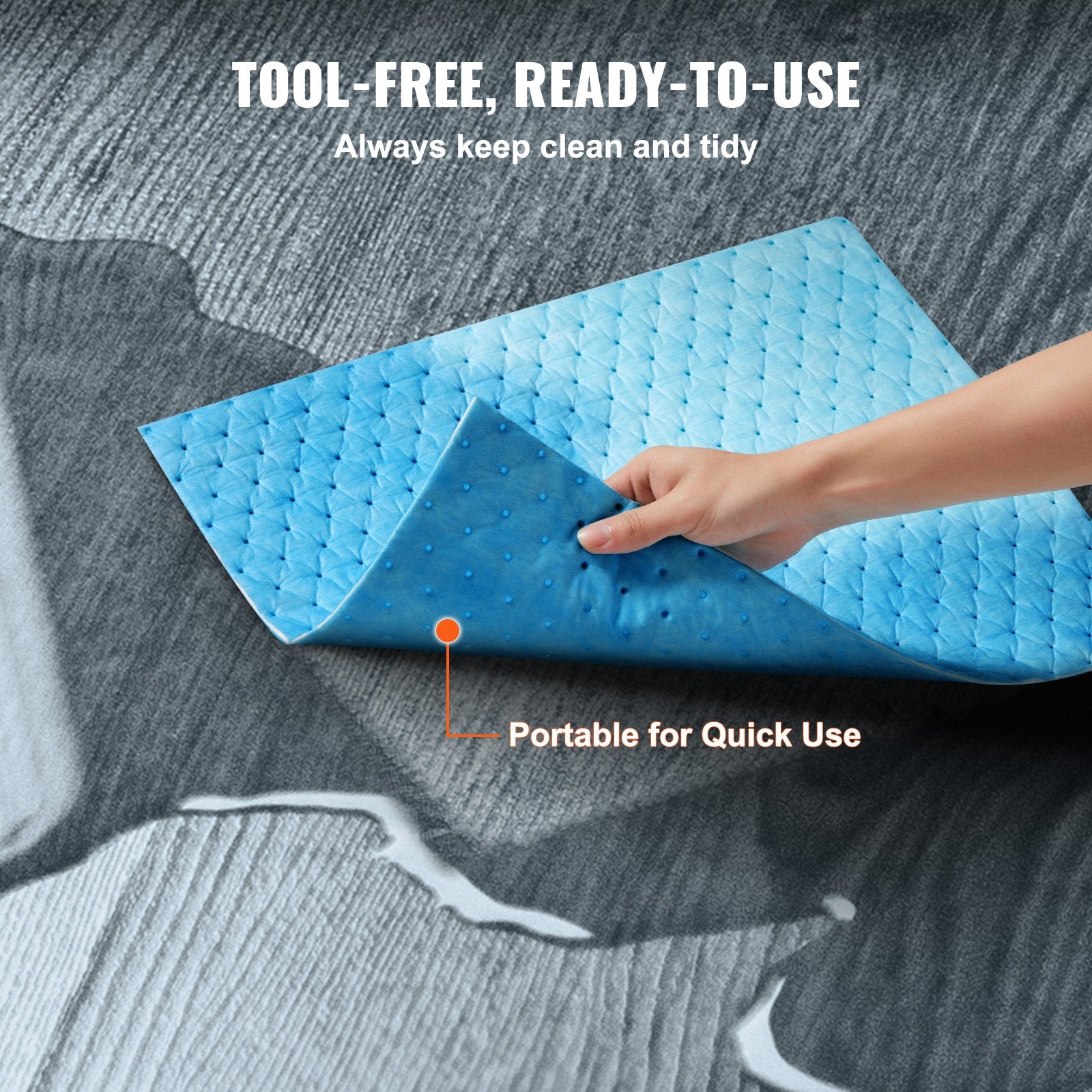 High-Capacity Spill Absorbent Pads, 6 Gal, 15"x19" Polypropylene Water Absorbing Mat, Dispenser Box, 30 Pack, Reusable, Strong Absorption