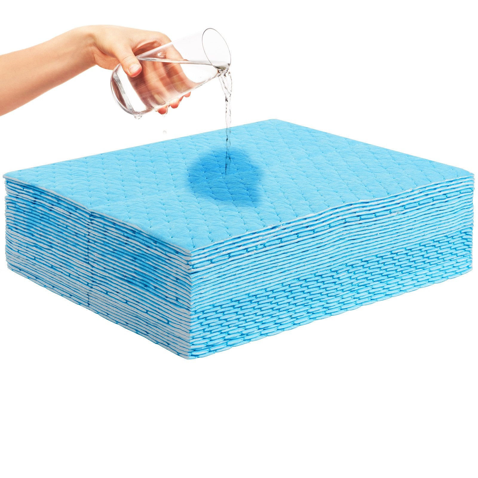 High-Capacity Spill Absorbent Pads, 6 Gal, 15"x19" Polypropylene Water Absorbing Mat, Dispenser Box, 30 Pack, Reusable, Strong Absorption