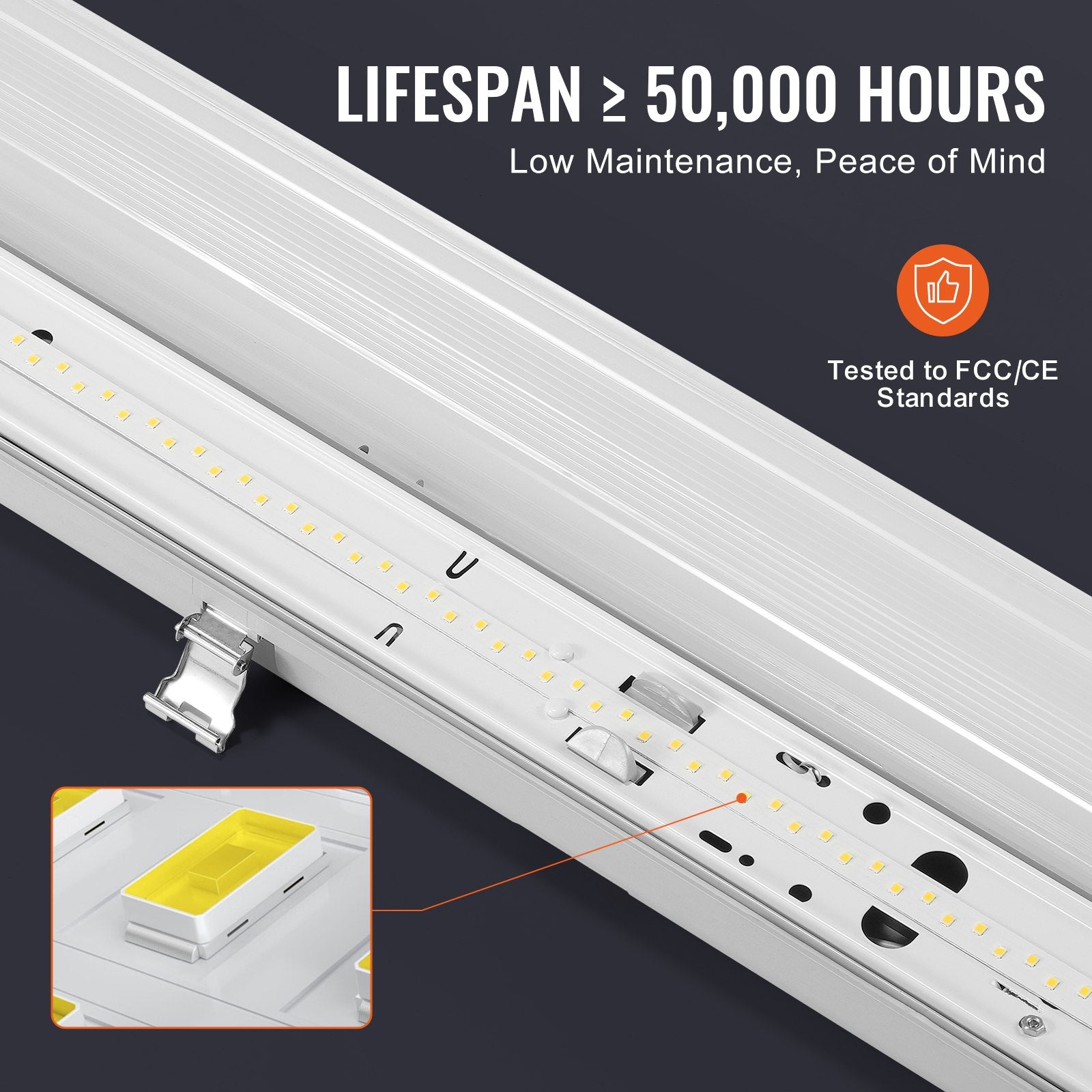4-Pack 4FT LED Vapor Tight Light Fixture, Adjustable 60W/50W/40W, 5000K, 5400-7400LM, IP65 for Parking Lots, Warehouses, Freezers, Car Washes
