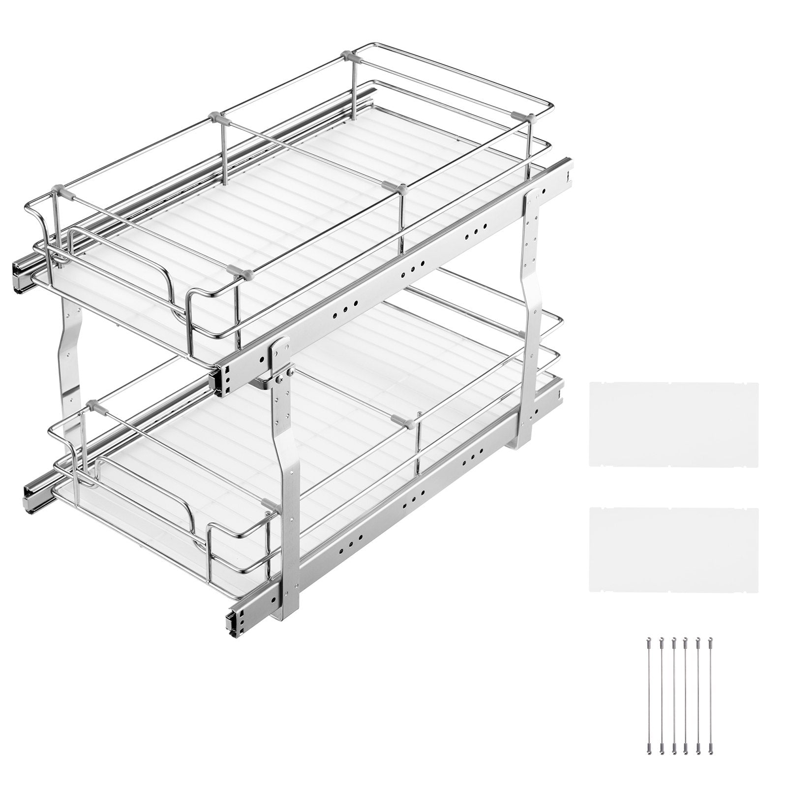 Heavy Duty Pull Out Cabinet Organizer - Steel Slide Out Pantry Shelves, Under Sink Storage, Durable Roll Out Drawers, Easy Install, Space-Saving Design