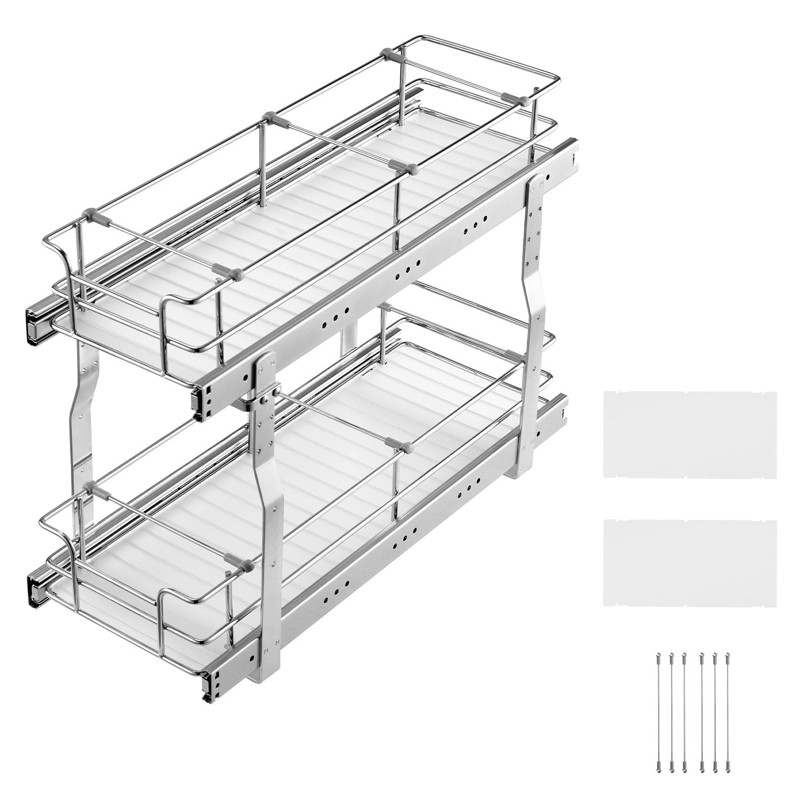 Premium 8.5"x21"x15" Heavy Duty Pull Out Cabinet Organizer with Steel Roll Out Drawers, Sliding Storage for Under Sink, Easy Install, Space-Saving 双层储物架