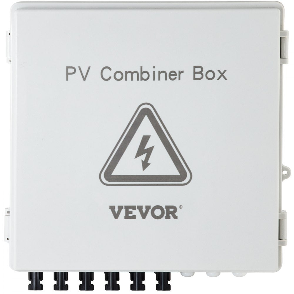 VEVOR PV Combiner Box, 6 String, Solar Combiner Box with 15A Rated Current Fuse, 125A Circuit Breaker, Lightning Arreste and Solar Connector, for On / Off Grid Solar Panel System, IP65 Waterproof
