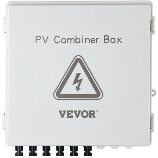 VEVOR PV Combiner Box, 6 String, Solar Combiner Box with 15A Rated Current Fuse, 125A Circuit Breaker, Lightning Arreste and Solar Connector, for On / Off Grid Solar Panel System, IP65 Waterproof