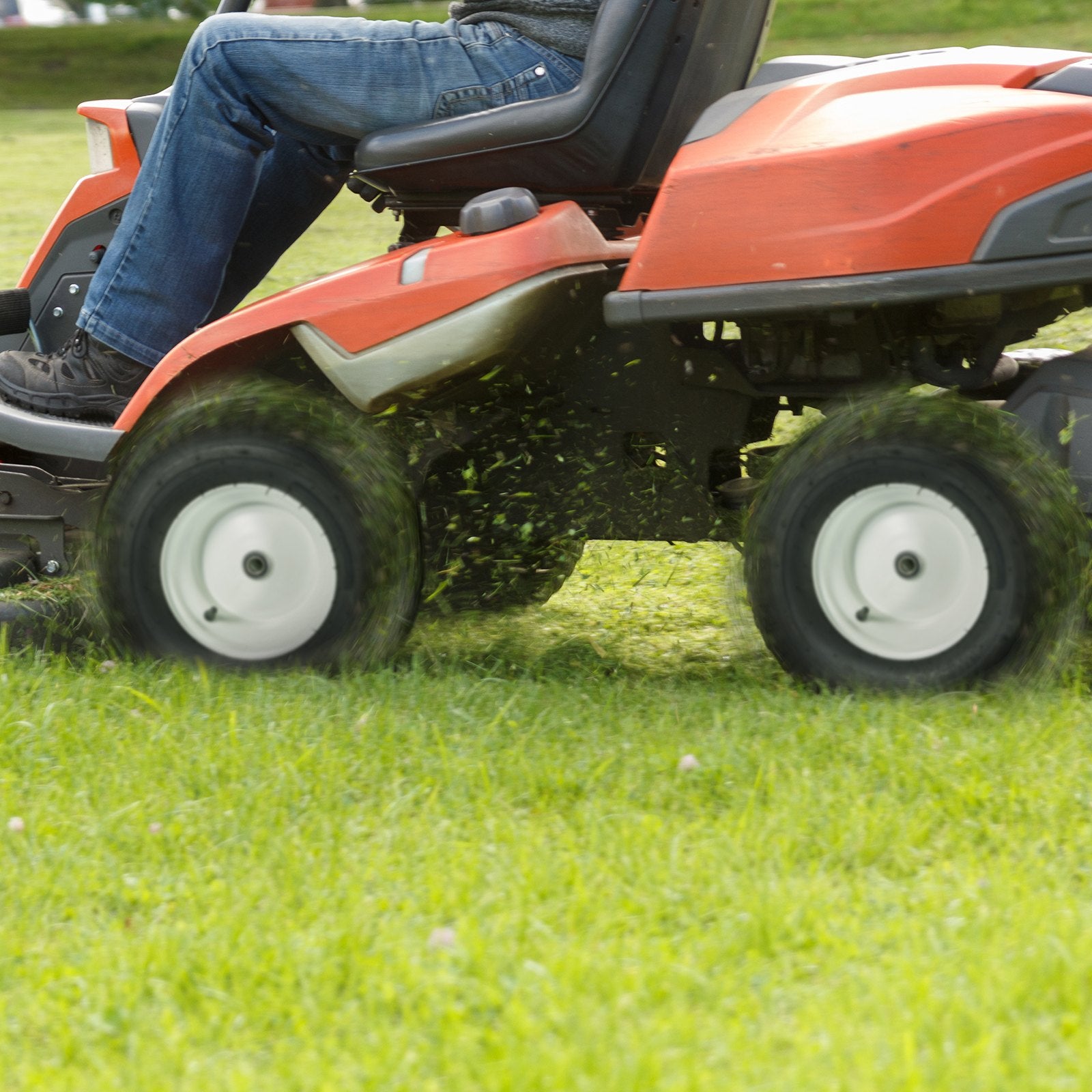 2-Pack 16x6.5-8" Tubeless Lawn Mower Tires with Rim - Turf Pneumatic Tires, 3" Hub, 3/4" Bushing, 16 Adapters for Riding Mowers