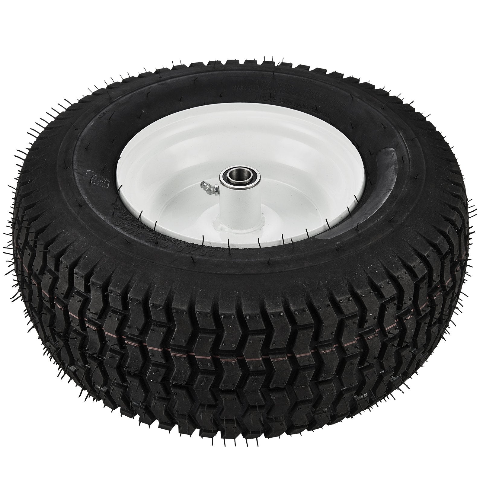 2-Pack 16x6.5-8" Tubeless Lawn Mower Tires with Rim - Turf Pneumatic Tires, 3" Hub, 3/4" Bushing, 16 Adapters for Riding Mowers