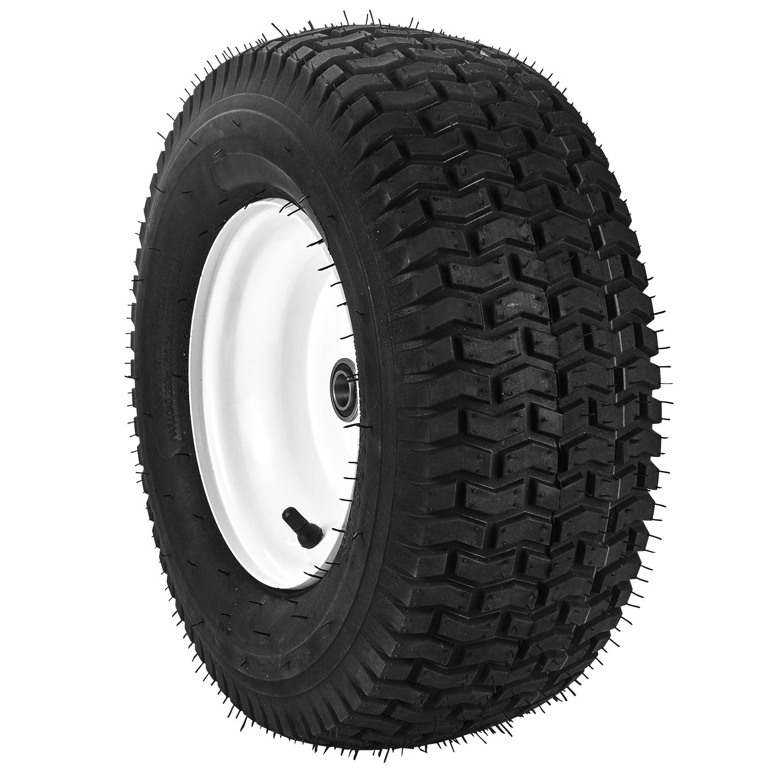 2-Pack 16x6.5-8" Tubeless Lawn Mower Tires with Rim - Turf Pneumatic Tires, 3" Hub, 3/4" Bushing, 16 Adapters for Riding Mowers