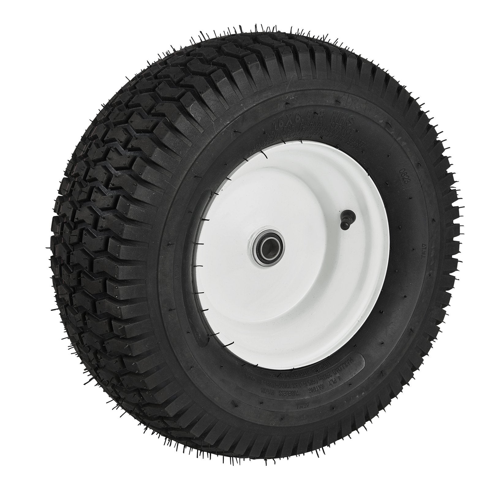 2-Pack 16x6.5-8" Tubeless Lawn Mower Tires with Rim - Turf Pneumatic Tires, 3" Hub, 3/4" Bushing, 16 Adapters for Riding Mowers