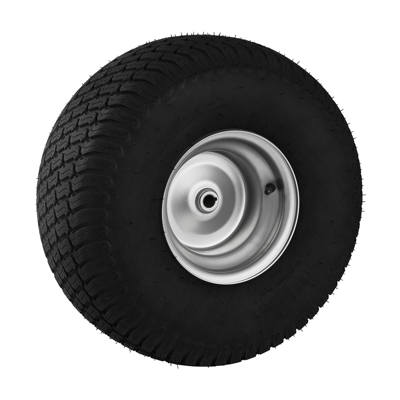 2-Pack 20x8-8" Tubeless Lawn Mower Tires with Rim, S-Turf Pneumatic Tires for Riding Mowers, 3.5" Offset Hub, 3/4" Bushing