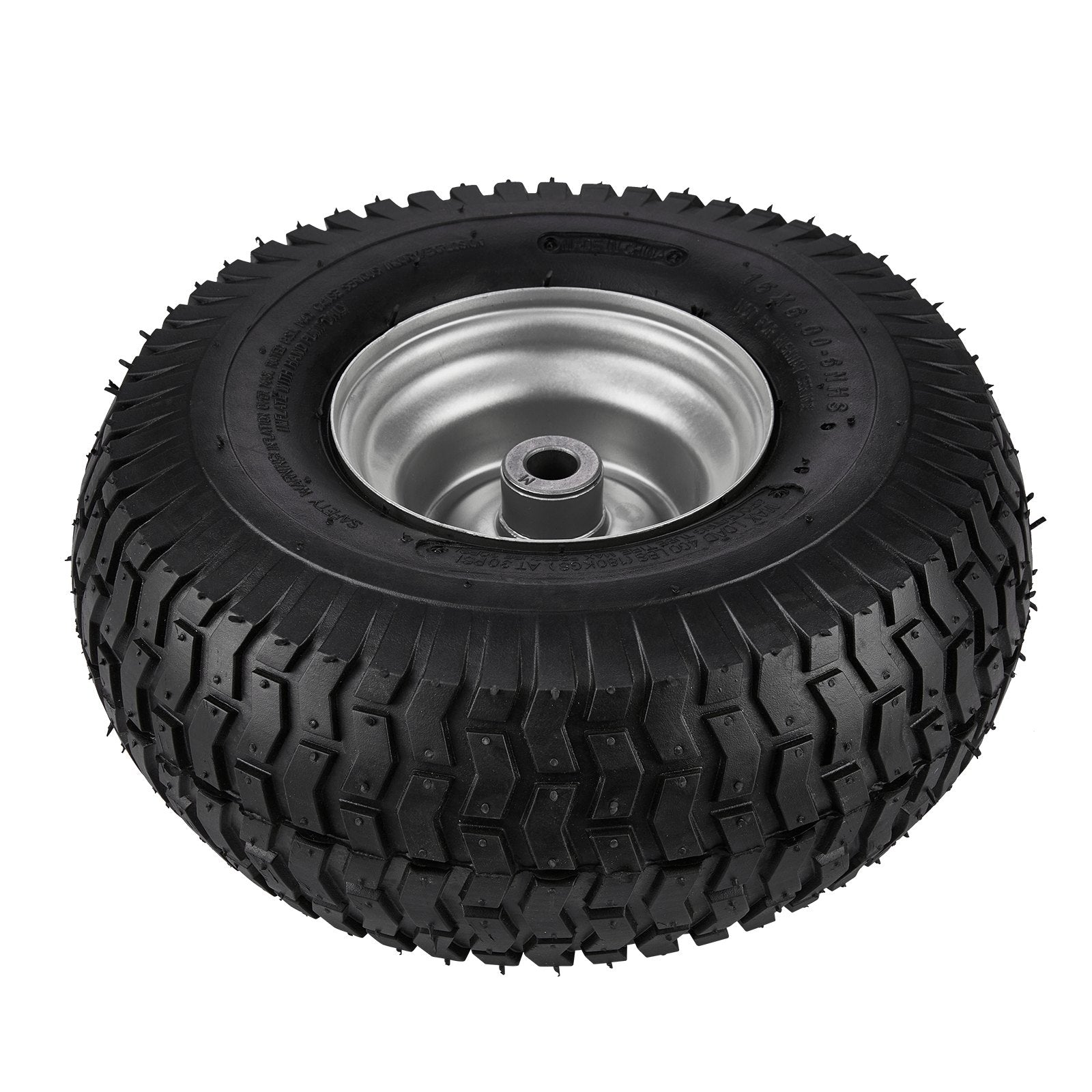 2-Pack Lawn Mower Tires 15x6-6", Heavy-Duty Turf Pneumatic Wheel Assemblies, 3" Hub & 3/4" Bushing, 16 Adapters for Tractors & Mowers