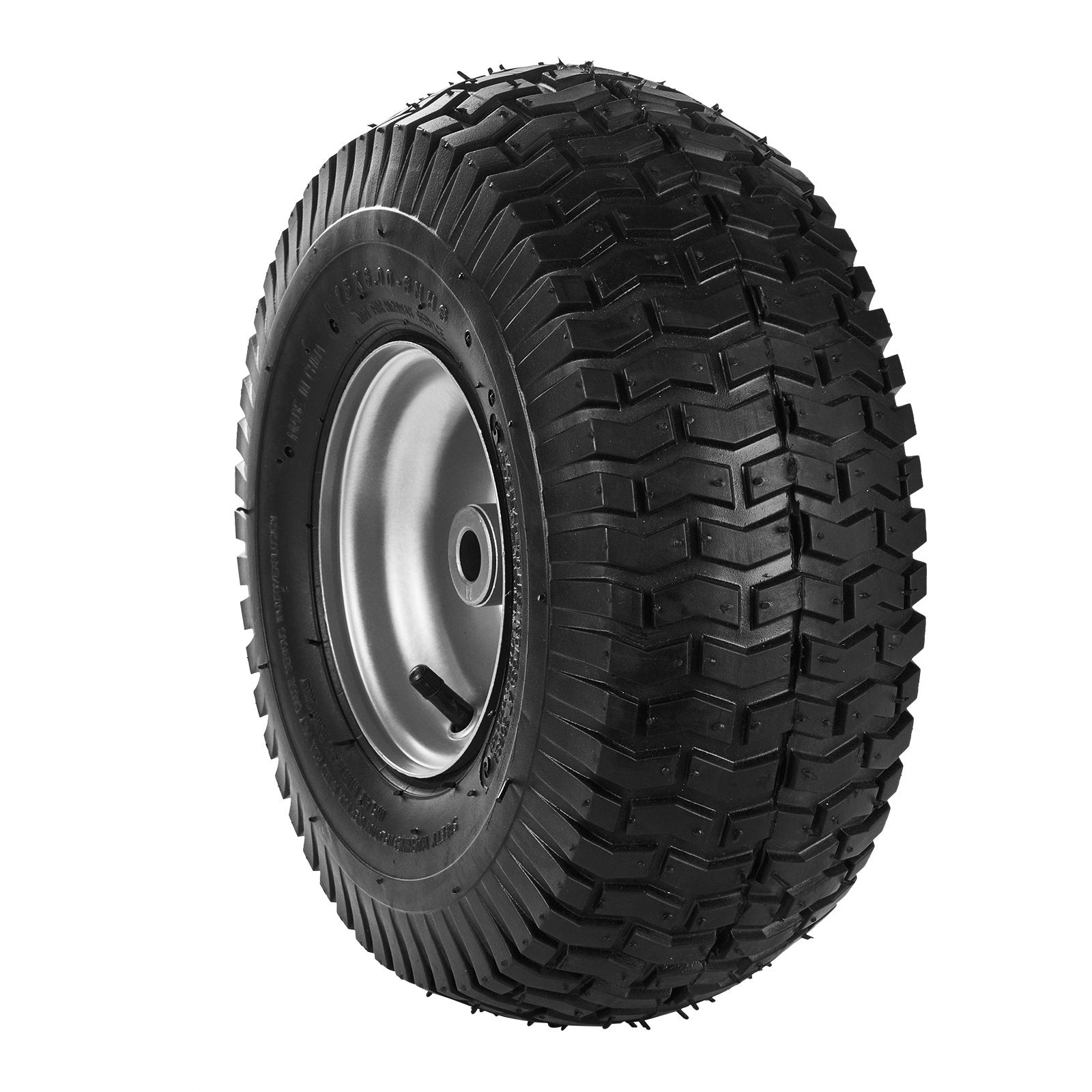 2-Pack Lawn Mower Tires 15x6-6", Heavy-Duty Turf Pneumatic Wheel Assemblies, 3" Hub & 3/4" Bushing, 16 Adapters for Tractors & Mowers