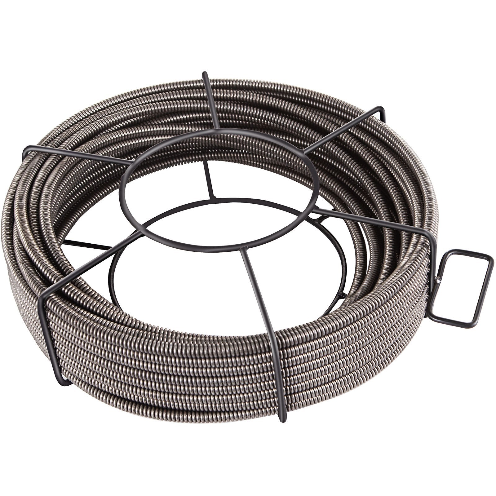 100 FT x 3/8 Inch Sewer Auger Cleaner Cable, Heavy-Duty Drain Cleaning Tool with 4 Cutter Heads for 2" to 4" Pipes, Sink, Floor Drain, Toilet