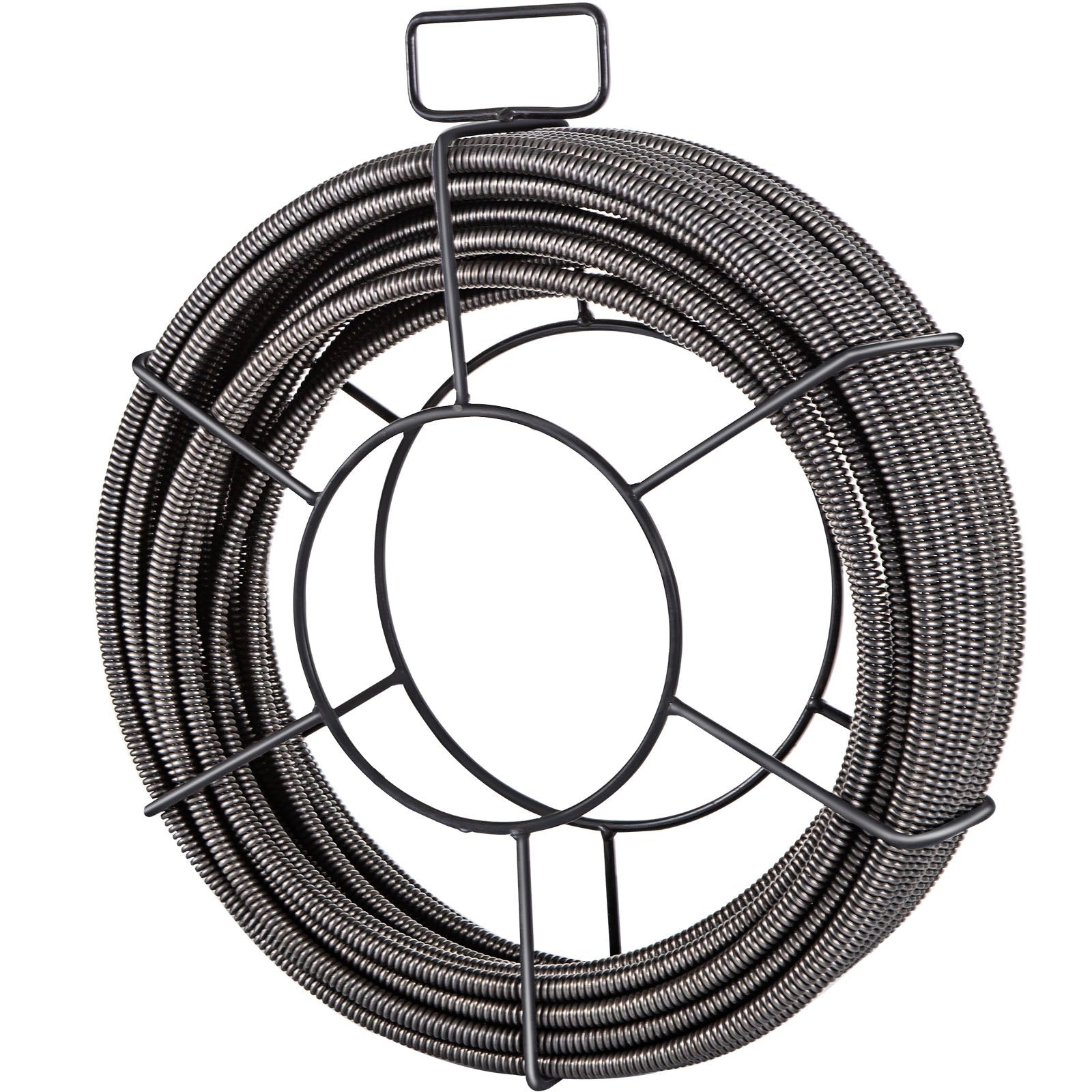 100 FT x 3/8 Inch Sewer Auger Cleaner Cable, Heavy-Duty Drain Cleaning Tool with 4 Cutter Heads for 2" to 4" Pipes, Sink, Floor Drain, Toilet