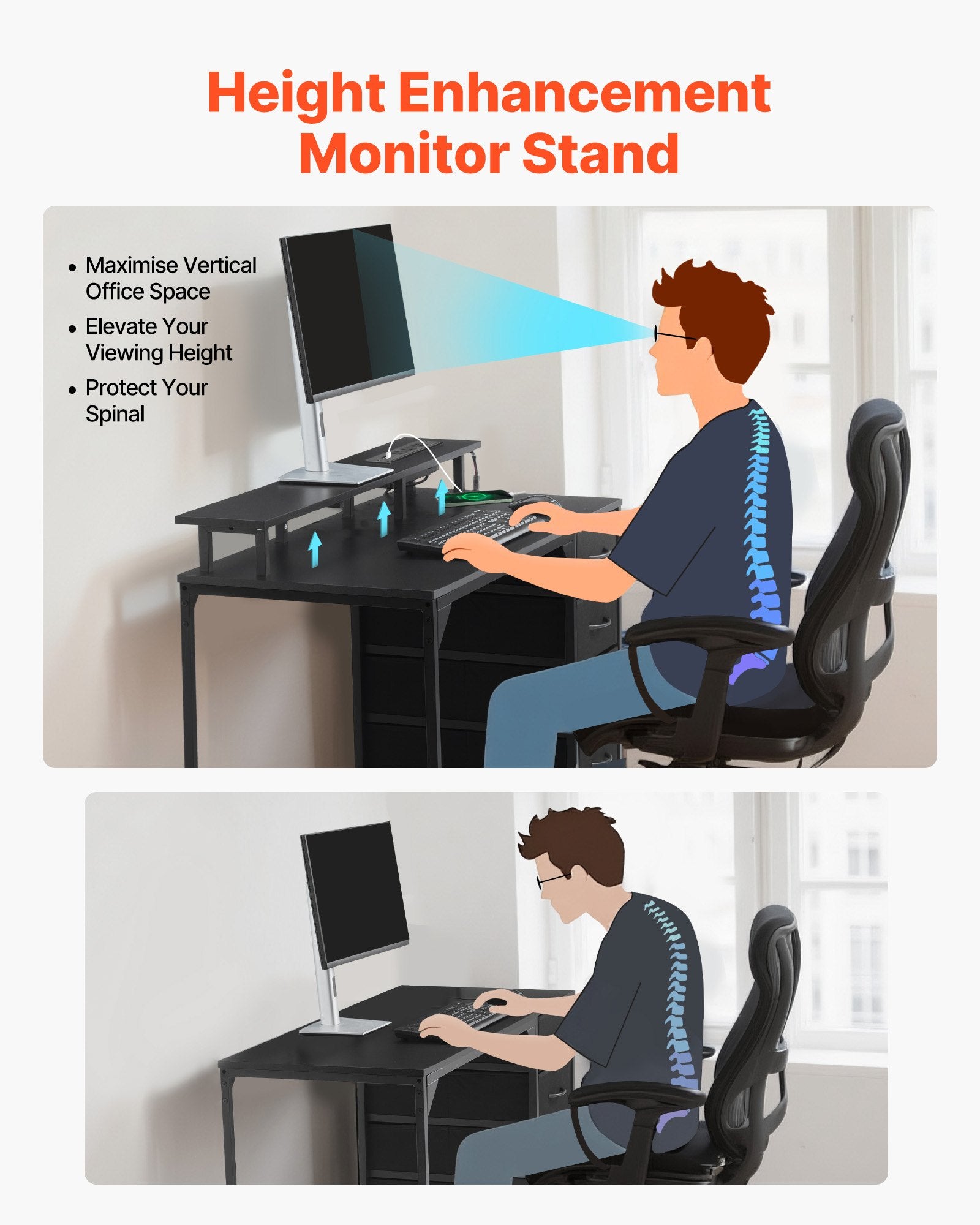 Black 47" Gaming Desk with LED Lights, Power Outlets, Monitor Stand, 4 Drawers - Ideal for Home Office & Small Spaces