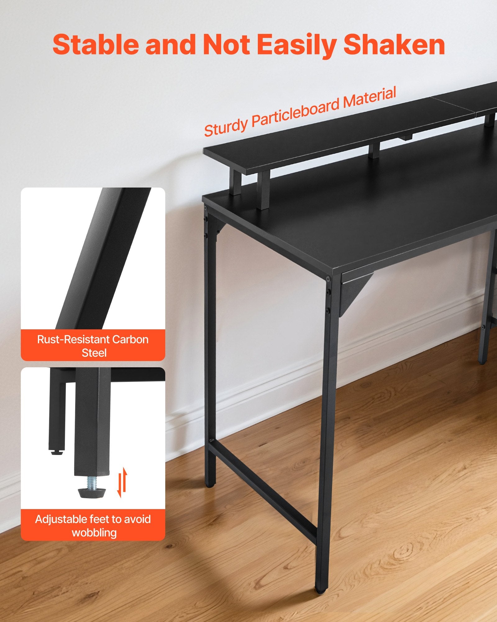 Black 47" Gaming Desk with LED Lights, Power Outlets, Monitor Stand, 4 Drawers - Ideal for Home Office & Small Spaces
