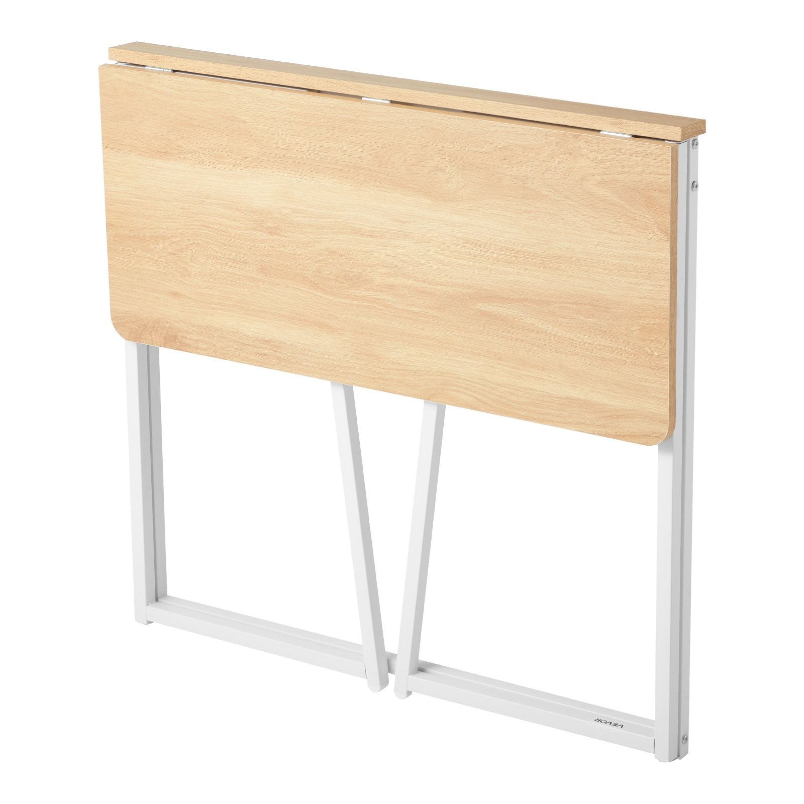 Compact Folding Desk with Storage Hooks, 31.5" Space-Saving Computer Table for Home Office, Easy Assembly, Oak Finish, Multi-Purpose Use